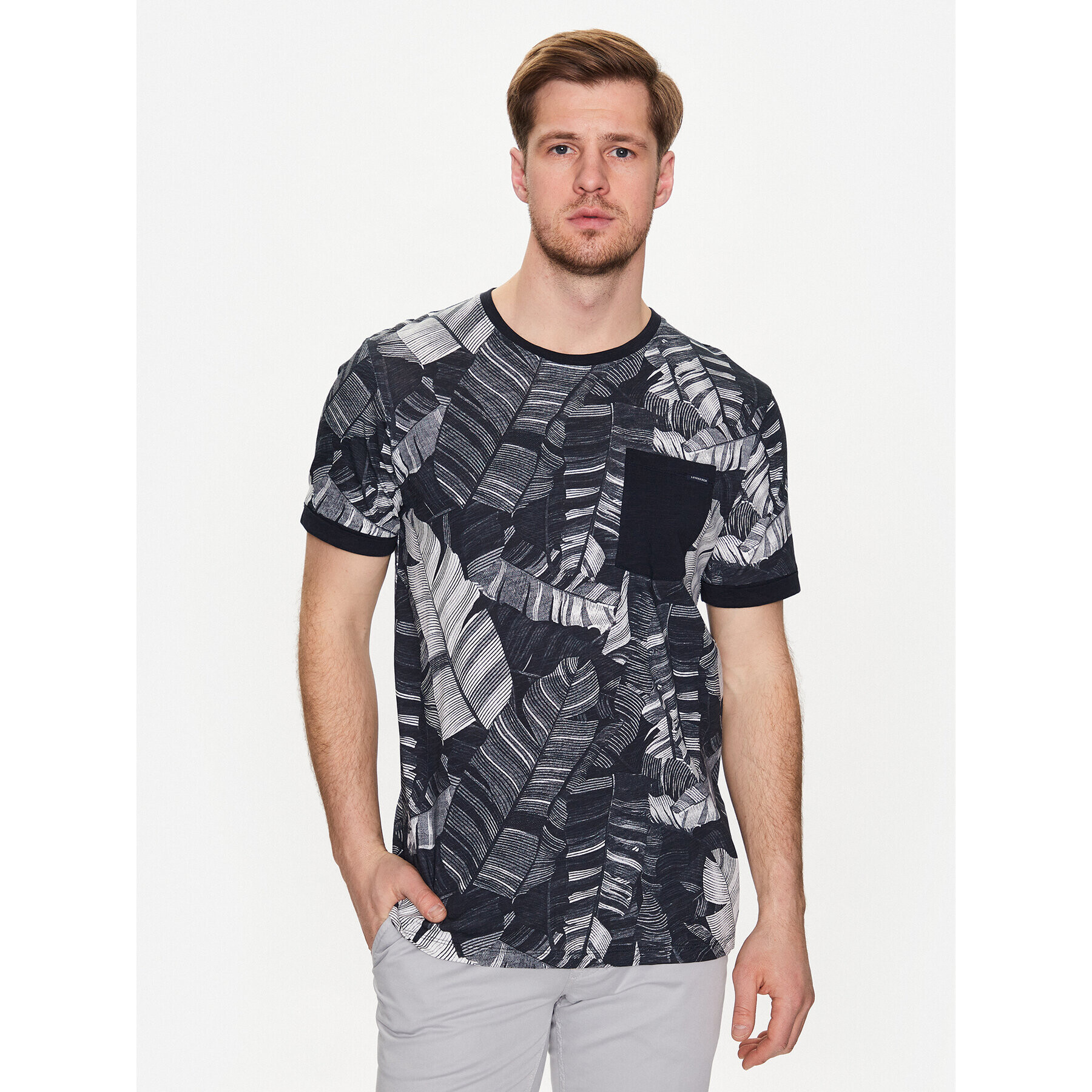 Lindbergh T-Shirt 30-420143 Tmavomodrá Relaxed Fit - Pepit.cz