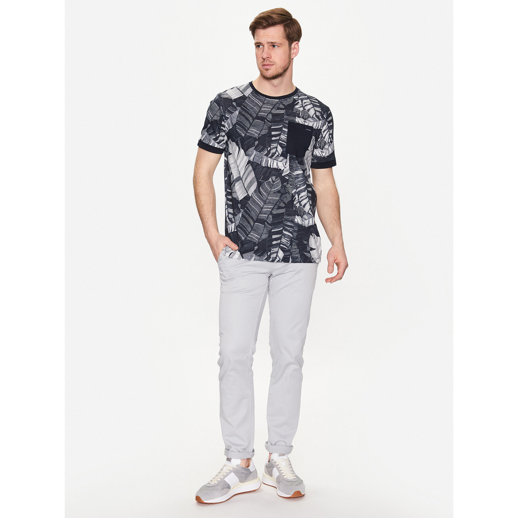 Lindbergh T-Shirt 30-420143 Tmavomodrá Relaxed Fit - Pepit.cz