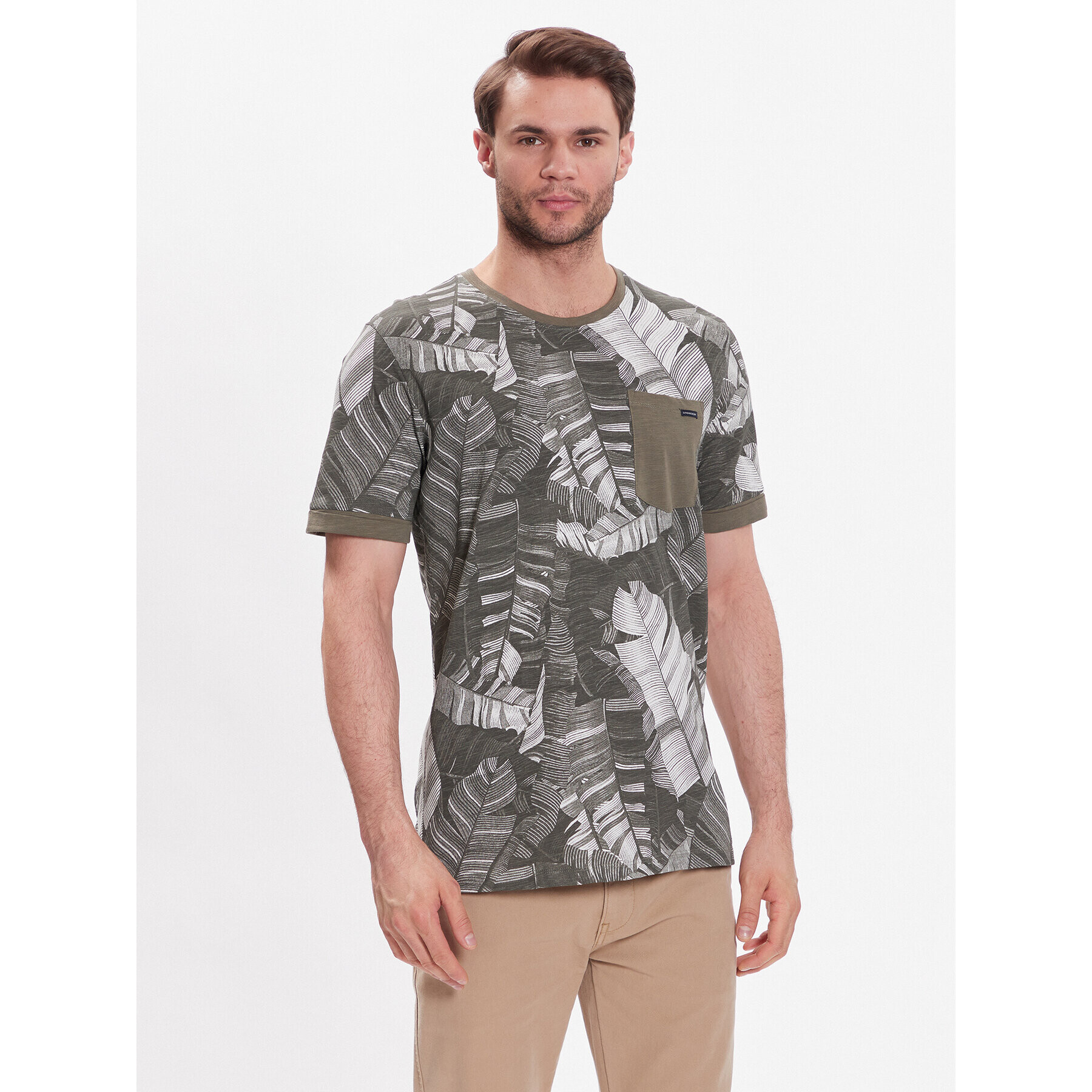 Lindbergh T-Shirt 30-420143 Zelená Relaxed Fit - Pepit.cz