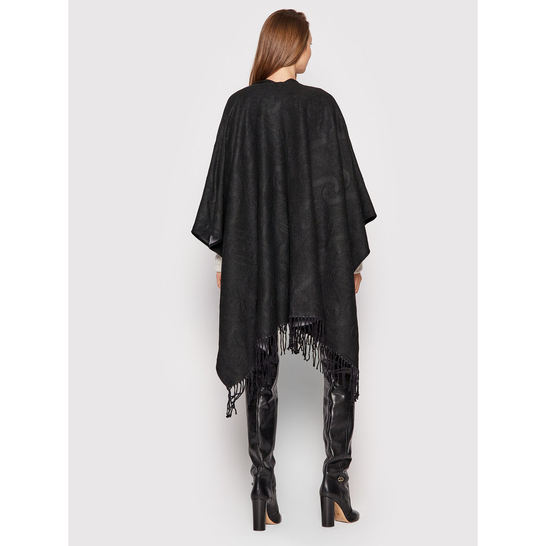 Liu Jo Pončo Poncho Double Embo 3F1050 T0300 Černá Regular Fit - Pepit.cz