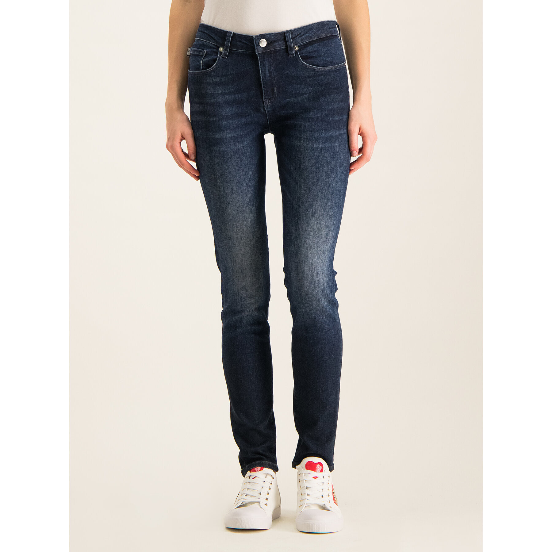 LOVE MOSCHINO Jeansy WQ43005S 2993 Tmavomodrá Slim Fit - Pepit.cz