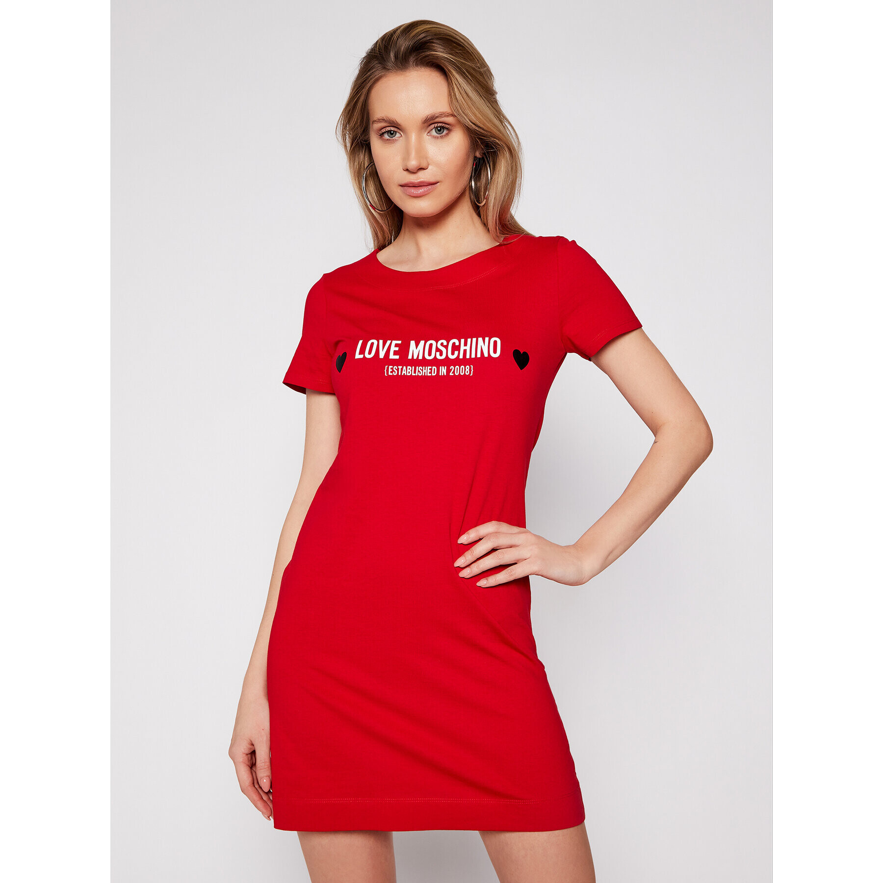 LOVE MOSCHINO Každodenní šaty W592913M 3876 Červená Regular Fit - Pepit.cz