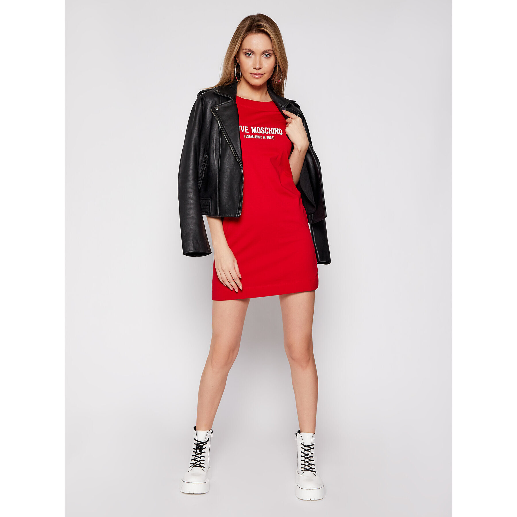 LOVE MOSCHINO Každodenní šaty W592913M 3876 Červená Regular Fit - Pepit.cz