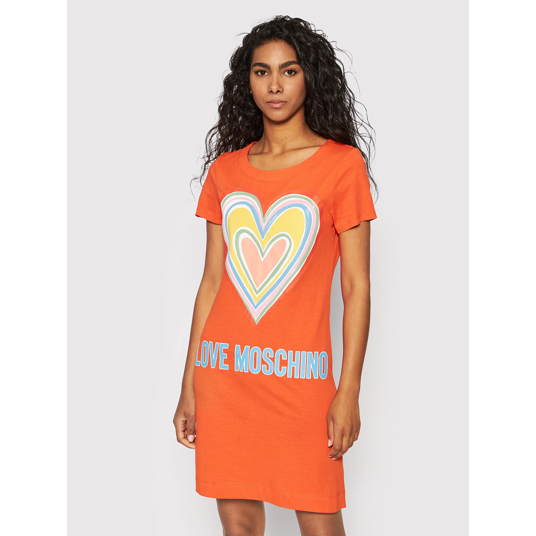 LOVE MOSCHINO Každodenní šaty W592918M 3876 Oranžová Regular Fit - Pepit.cz