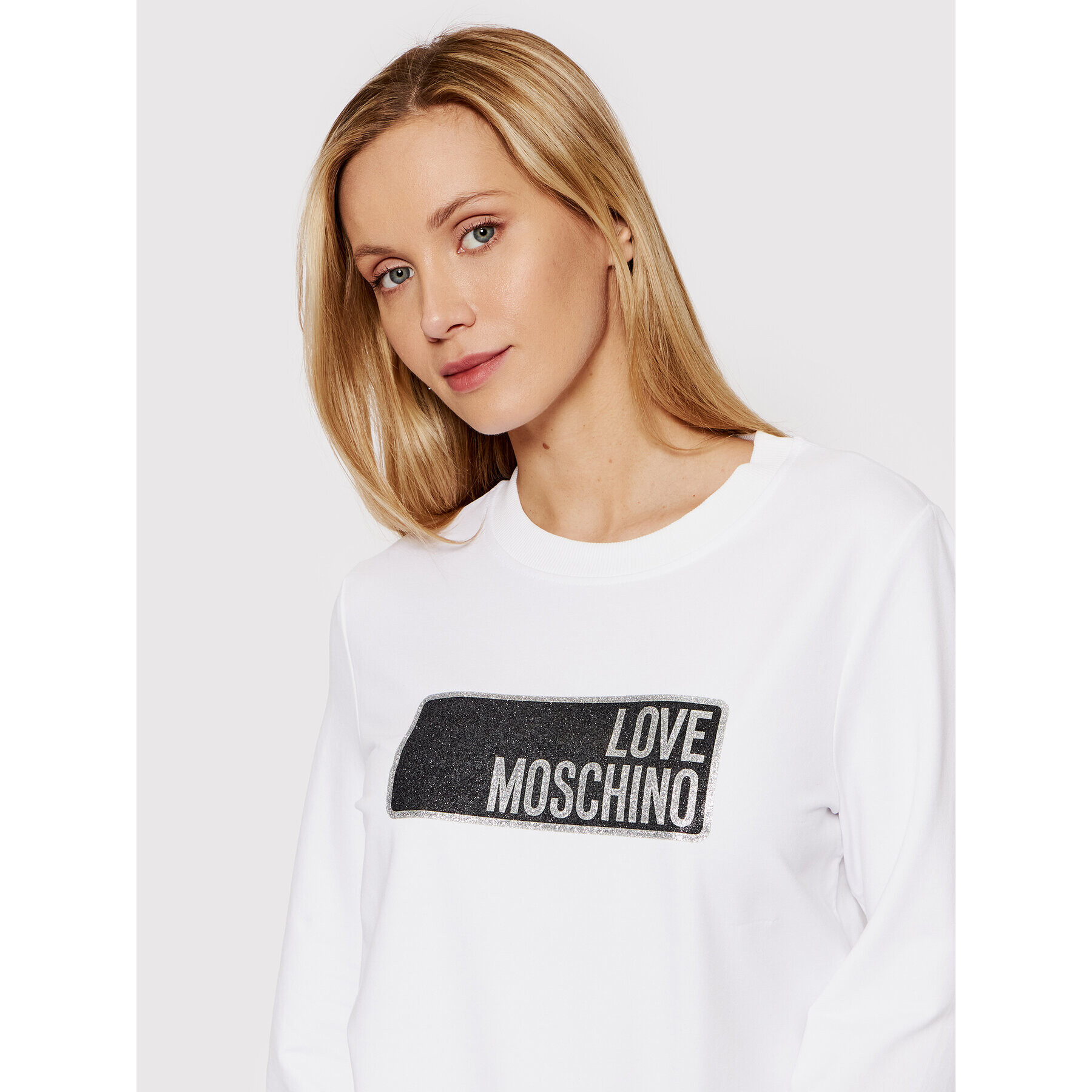 LOVE MOSCHINO Mikina W630223E 2246 Bílá Regular Fit - Pepit.cz