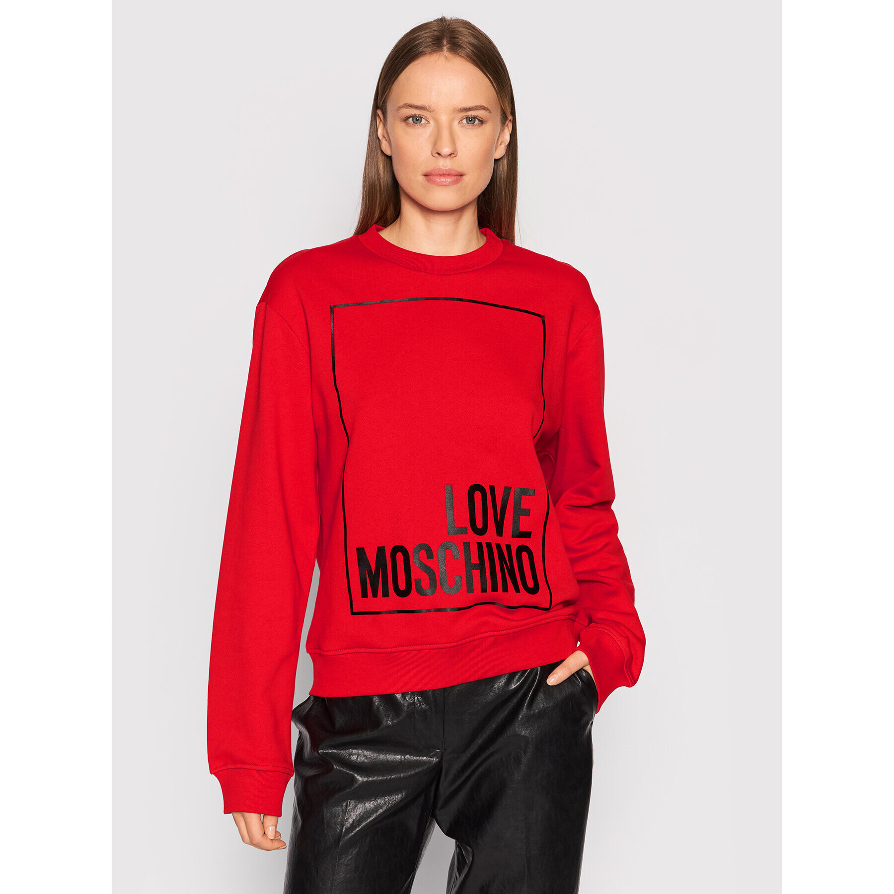 LOVE MOSCHINO Mikina W630647M 4055 Červená Regular Fit - Pepit.cz