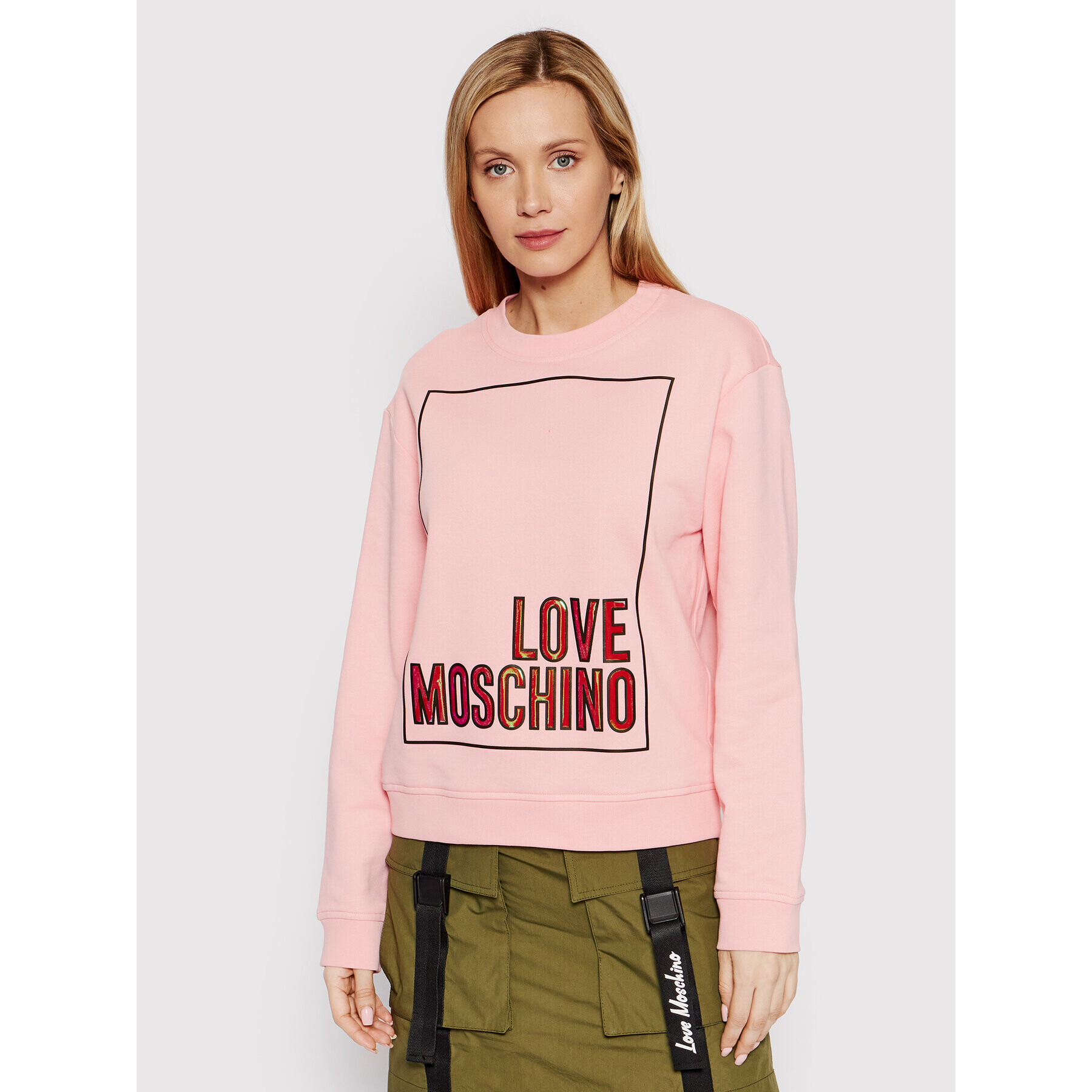 LOVE MOSCHINO Mikina W630648M 4266 Růžová Regular Fit - Pepit.cz