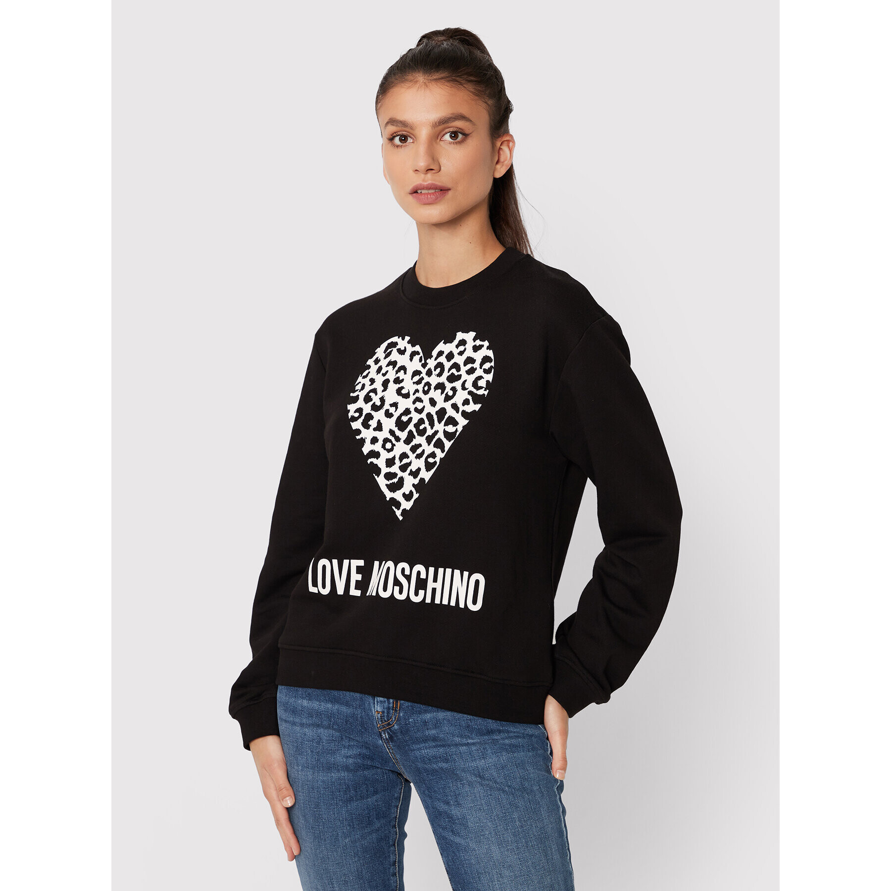 LOVE MOSCHINO Mikina W630654M 4055 Černá Regular Fit - Pepit.cz