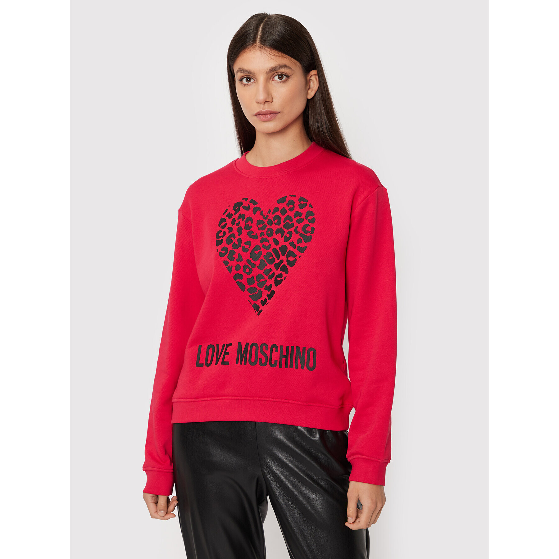 LOVE MOSCHINO Mikina W630654M 4055 Červená Regular Fit - Pepit.cz