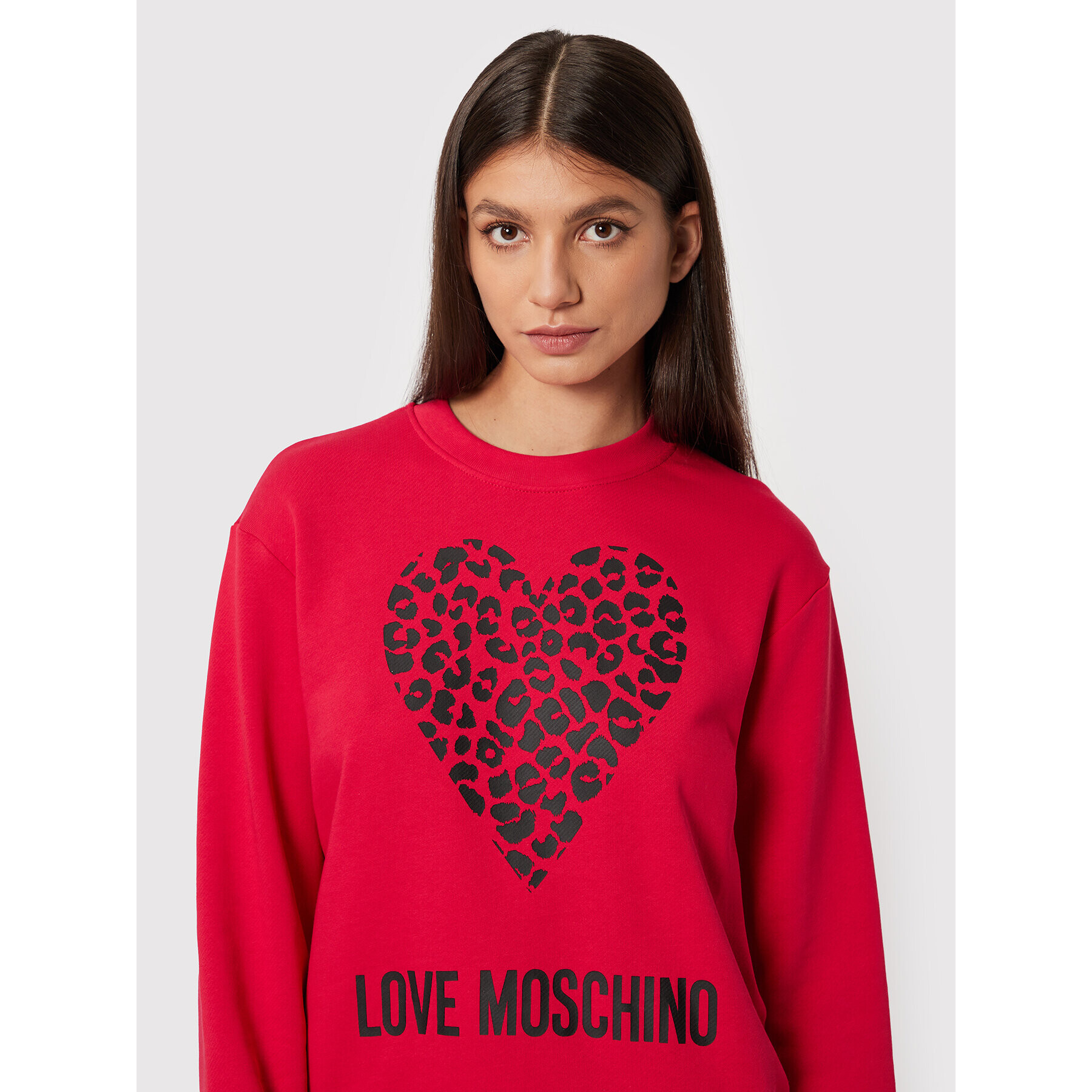 LOVE MOSCHINO Mikina W630654M 4055 Červená Regular Fit - Pepit.cz