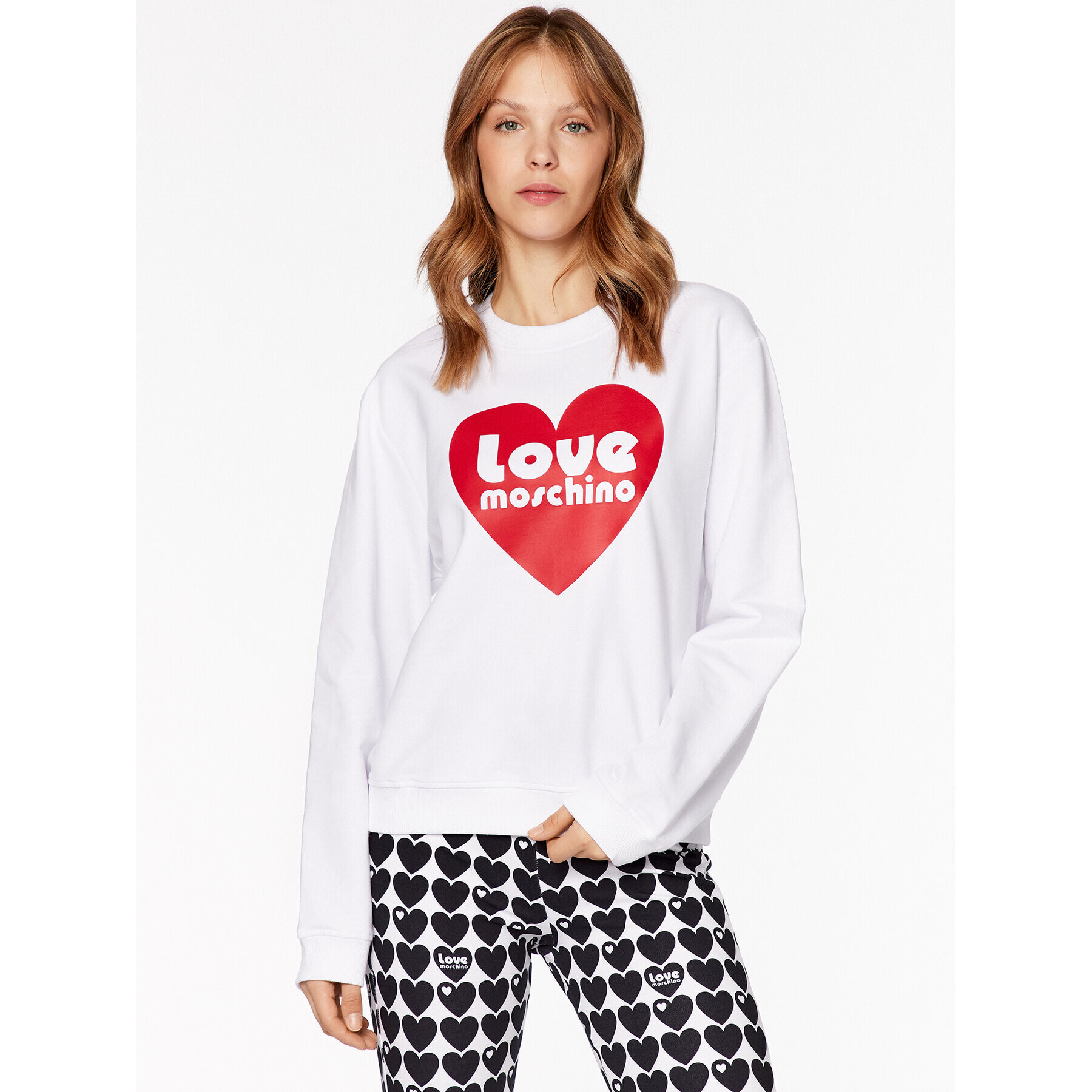 LOVE MOSCHINO Mikina W630657E 2246 Bílá Relaxed Fit - Pepit.cz