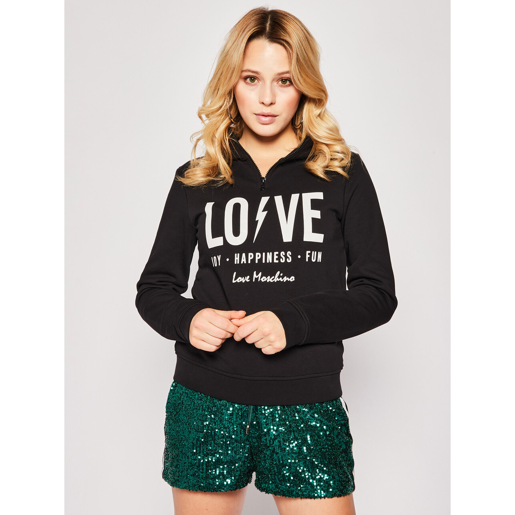 LOVE MOSCHINO Mikina W639801M 4165 Černá Regular Fit - Pepit.cz