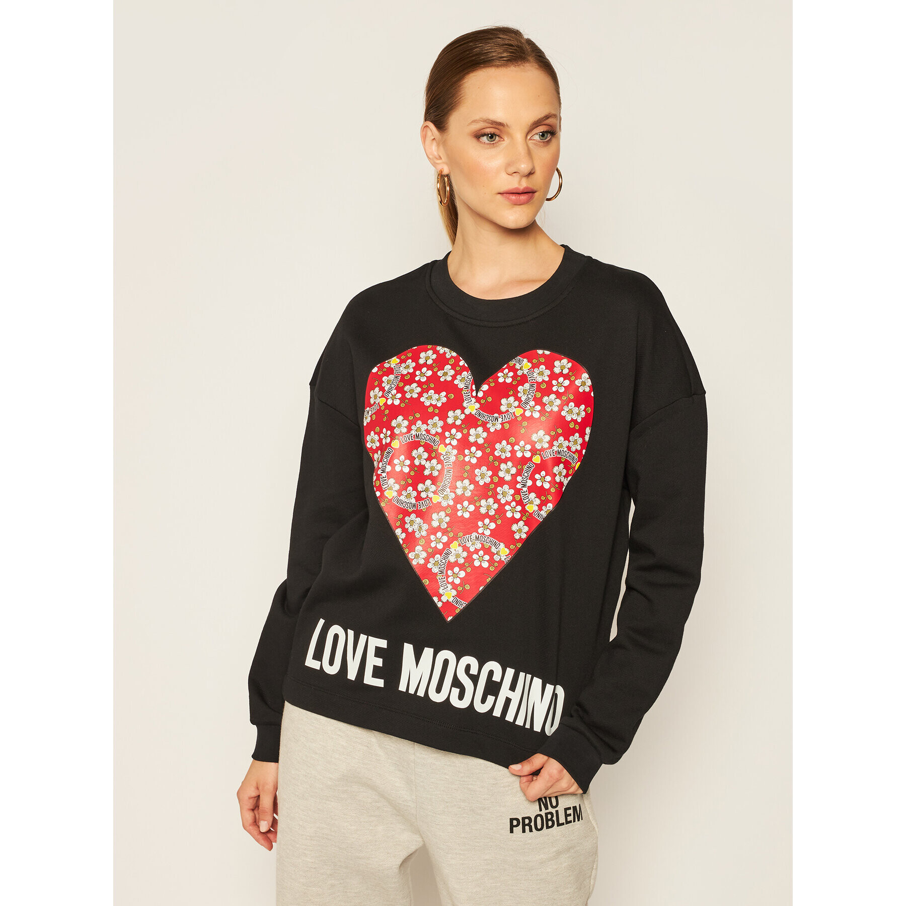 LOVE MOSCHINO Mikina W640401M 4055 Černá Regular Fit - Pepit.cz