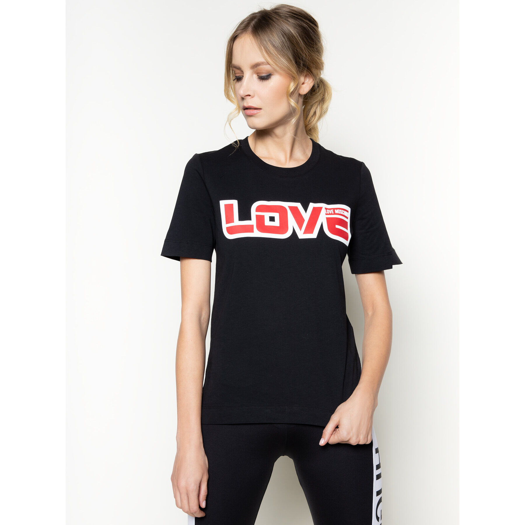 LOVE MOSCHINO T-Shirt W4F152AM 3876 Černá Regular Fit - Pepit.cz