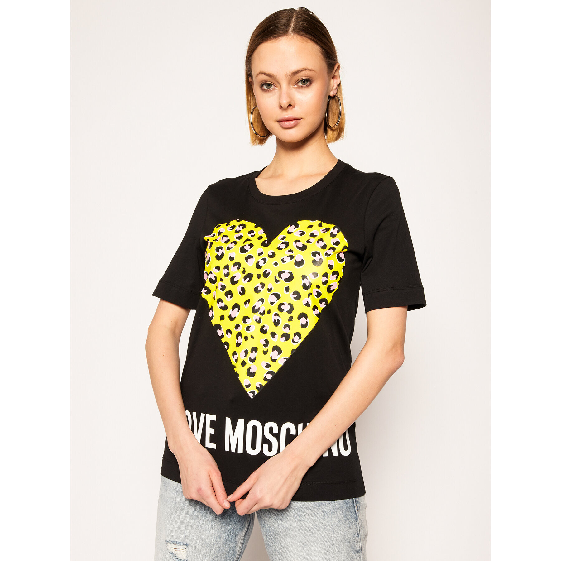 LOVE MOSCHINO T-Shirt W4F152DM 3876 Černá Regular Fit - Pepit.cz