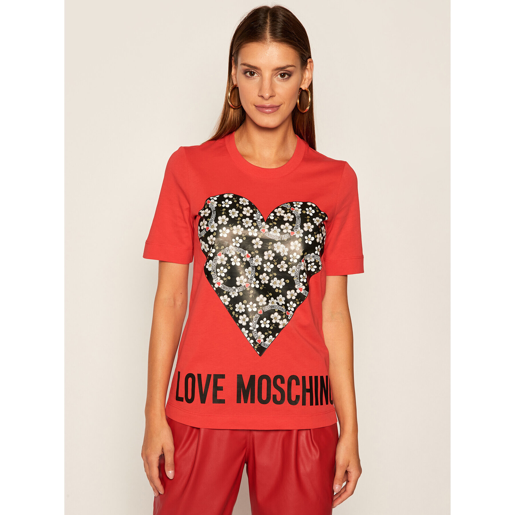 LOVE MOSCHINO T-Shirt W4F152LM 3876 Červená Regular Fit - Pepit.cz