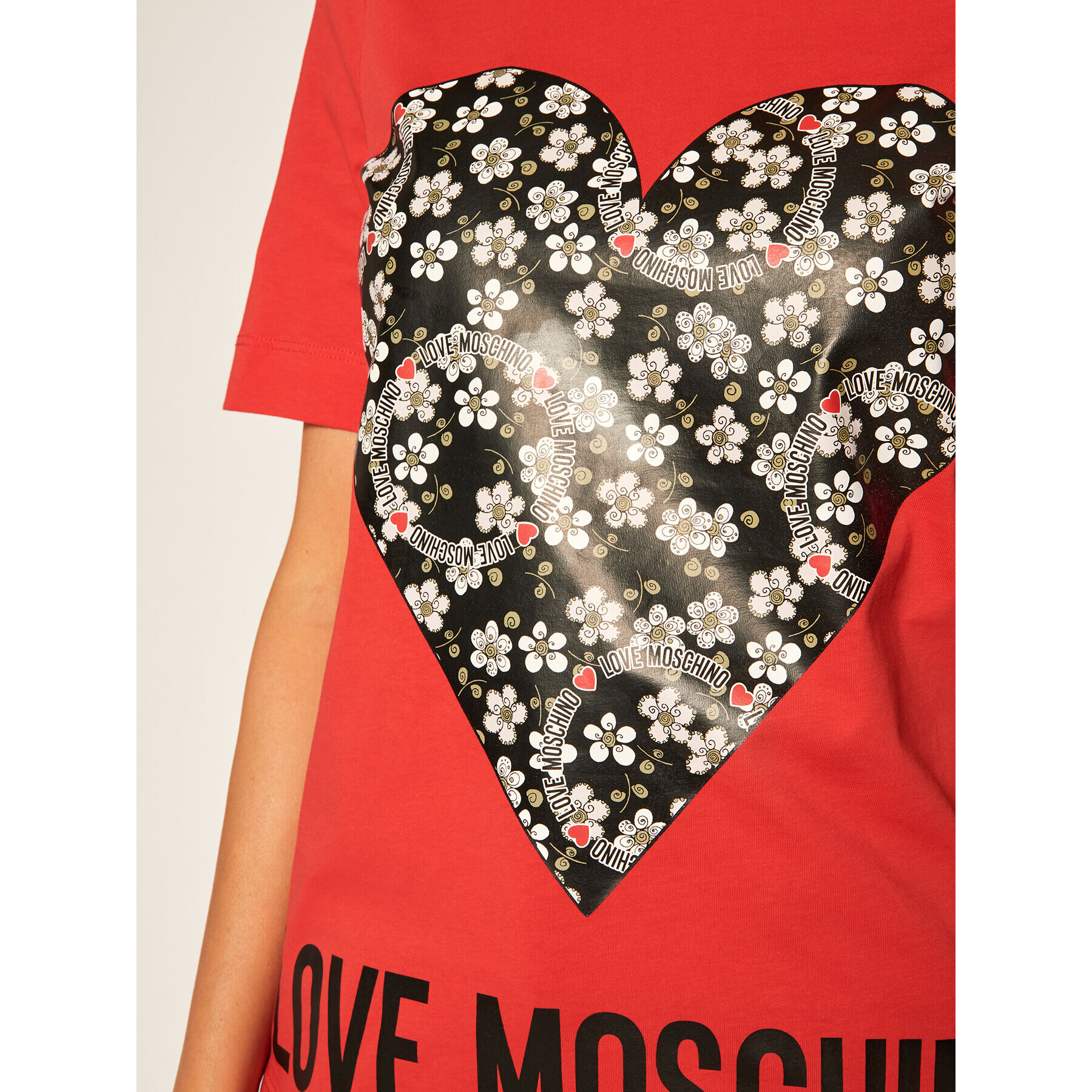 LOVE MOSCHINO T-Shirt W4F152LM 3876 Červená Regular Fit - Pepit.cz