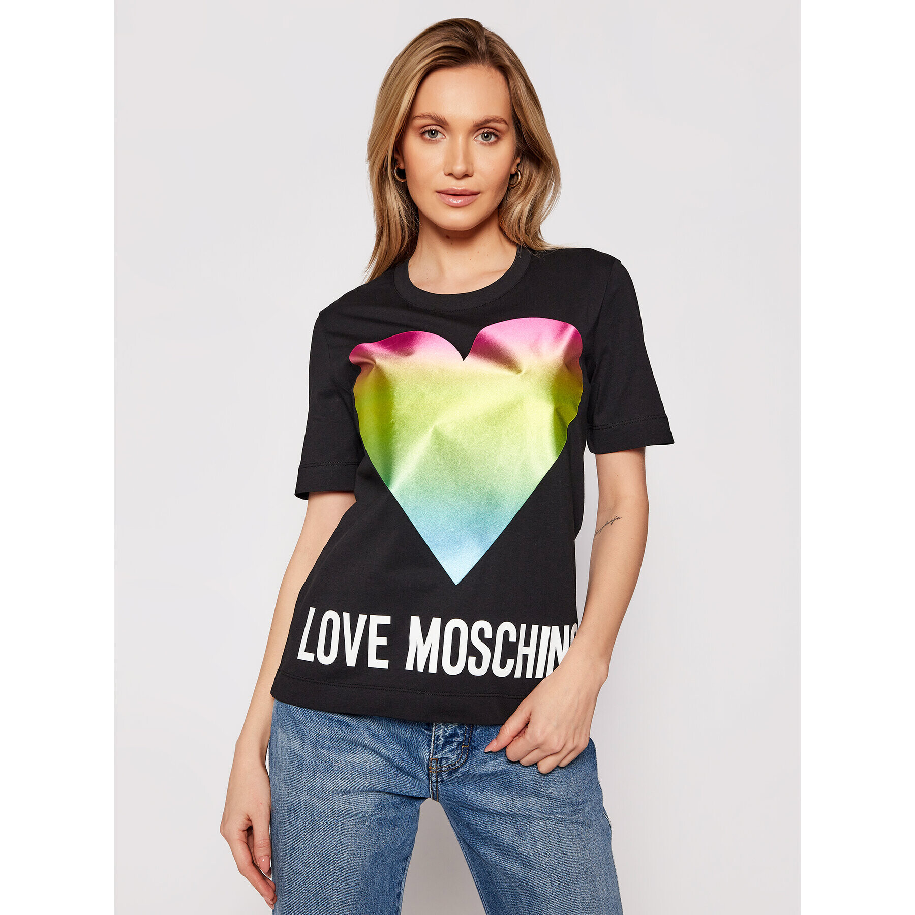 LOVE MOSCHINO T-Shirt W4F152TM 3876 Černá Regular Fit - Pepit.cz