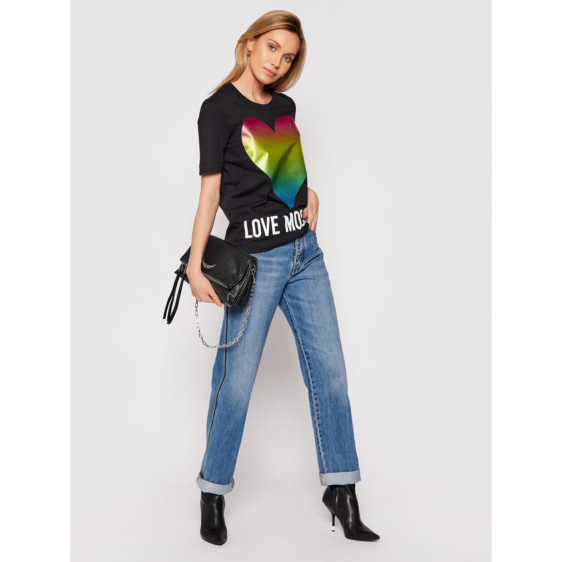 LOVE MOSCHINO T-Shirt W4F152TM 3876 Černá Regular Fit - Pepit.cz