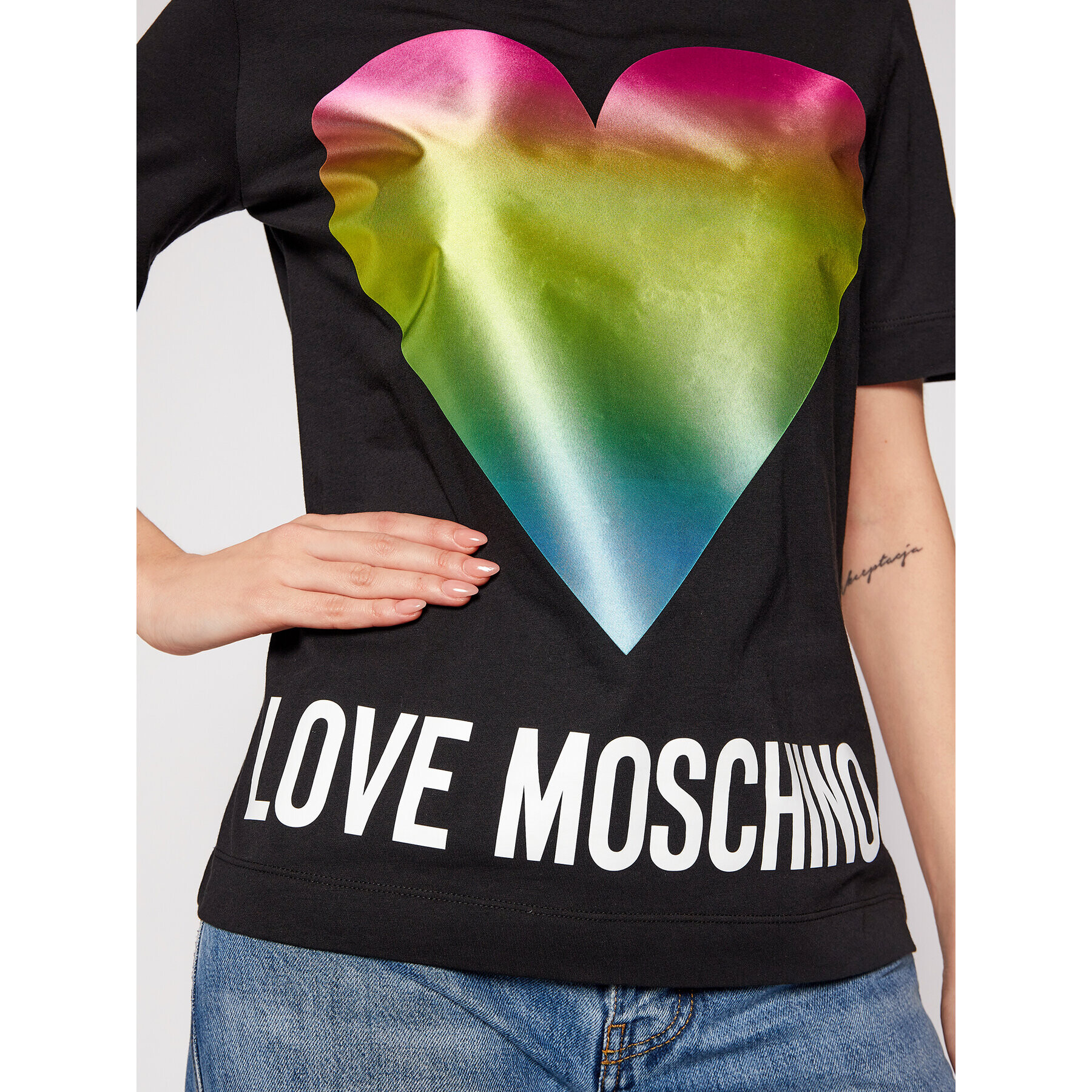 LOVE MOSCHINO T-Shirt W4F152TM 3876 Černá Regular Fit - Pepit.cz