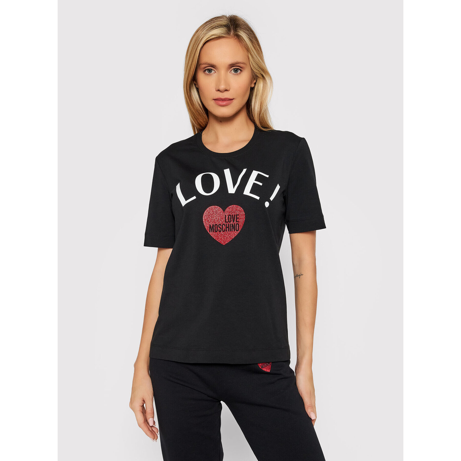 LOVE MOSCHINO T-Shirt W4F153GE 1951 Černá Regular Fit - Pepit.cz