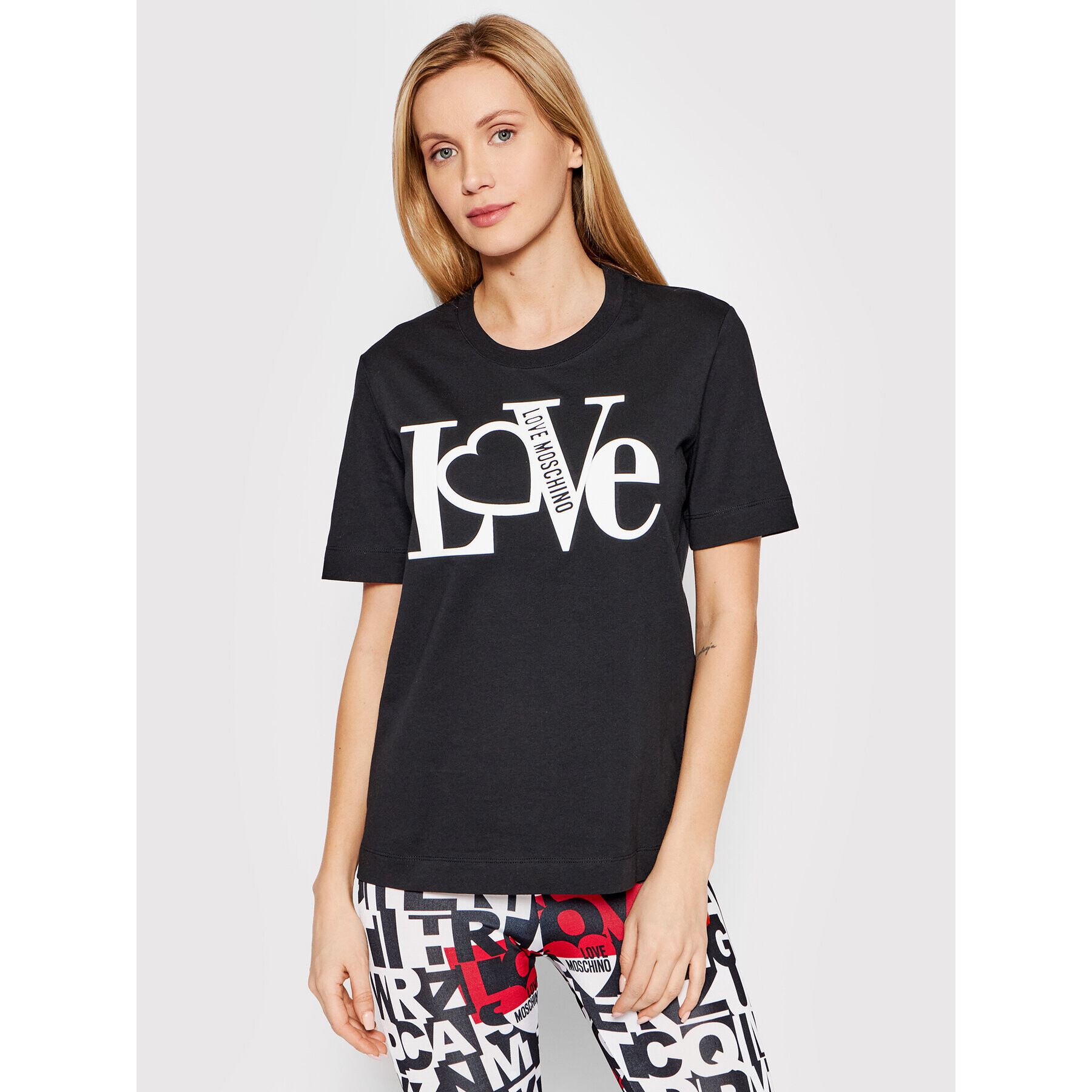 LOVE MOSCHINO T-Shirt W4F153MM 3876 Černá Regular Fit - Pepit.cz