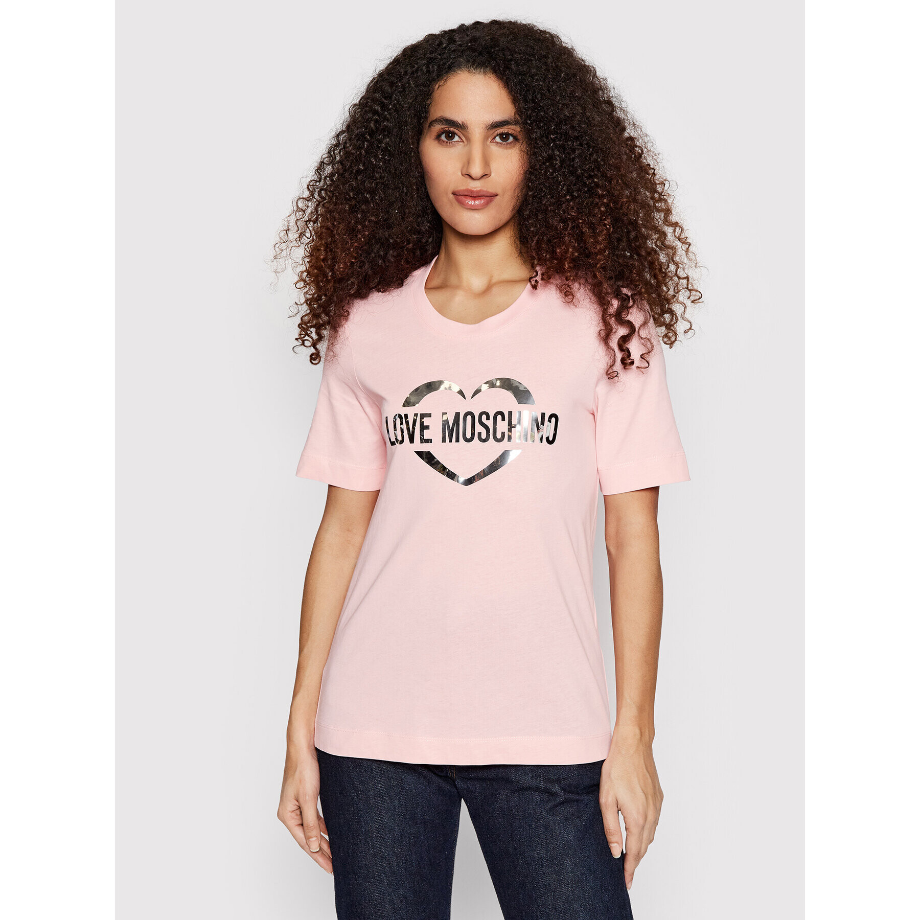 LOVE MOSCHINO T-Shirt W4F153NM3876 Růžová Regular FIt - Pepit.cz