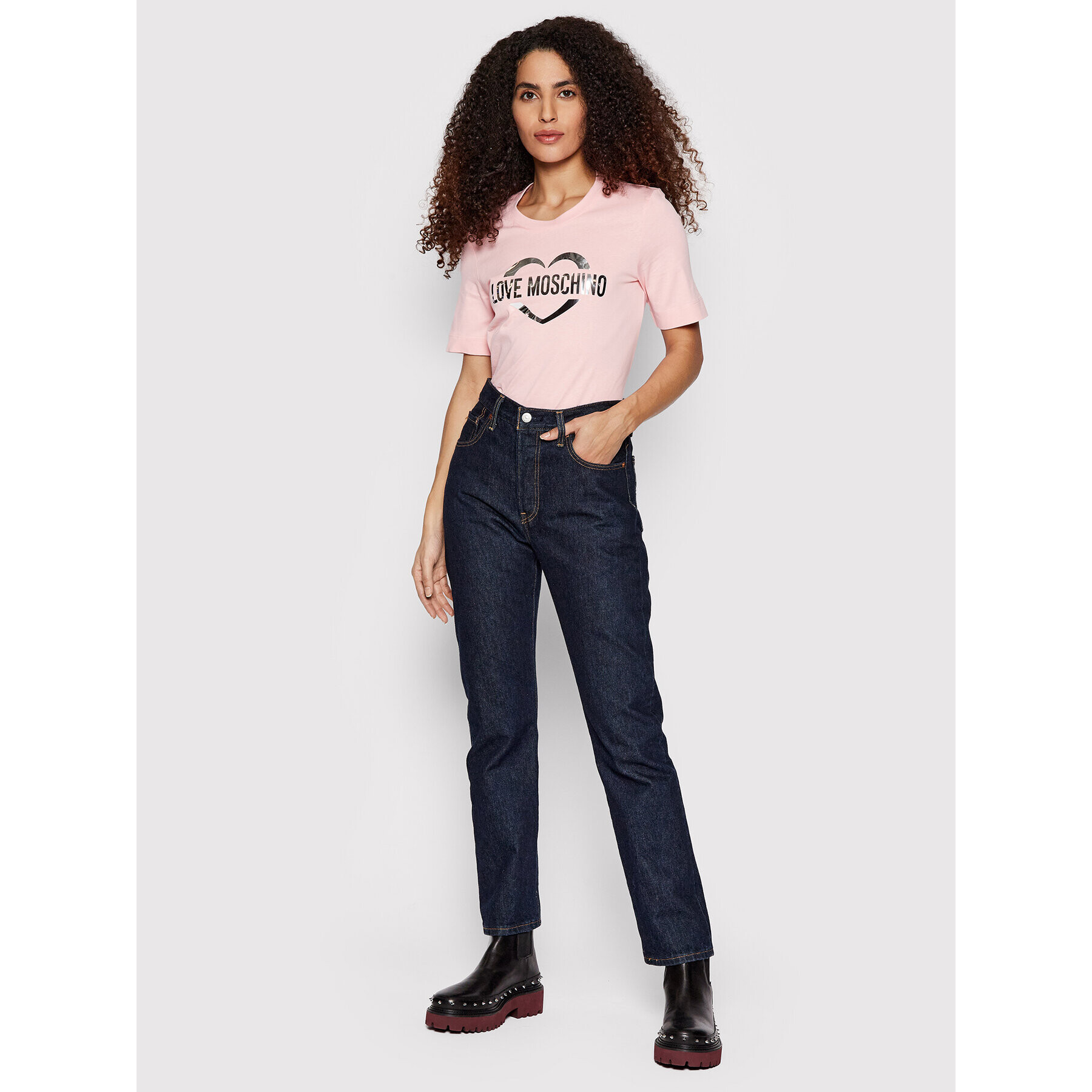 LOVE MOSCHINO T-Shirt W4F153NM3876 Růžová Regular FIt - Pepit.cz