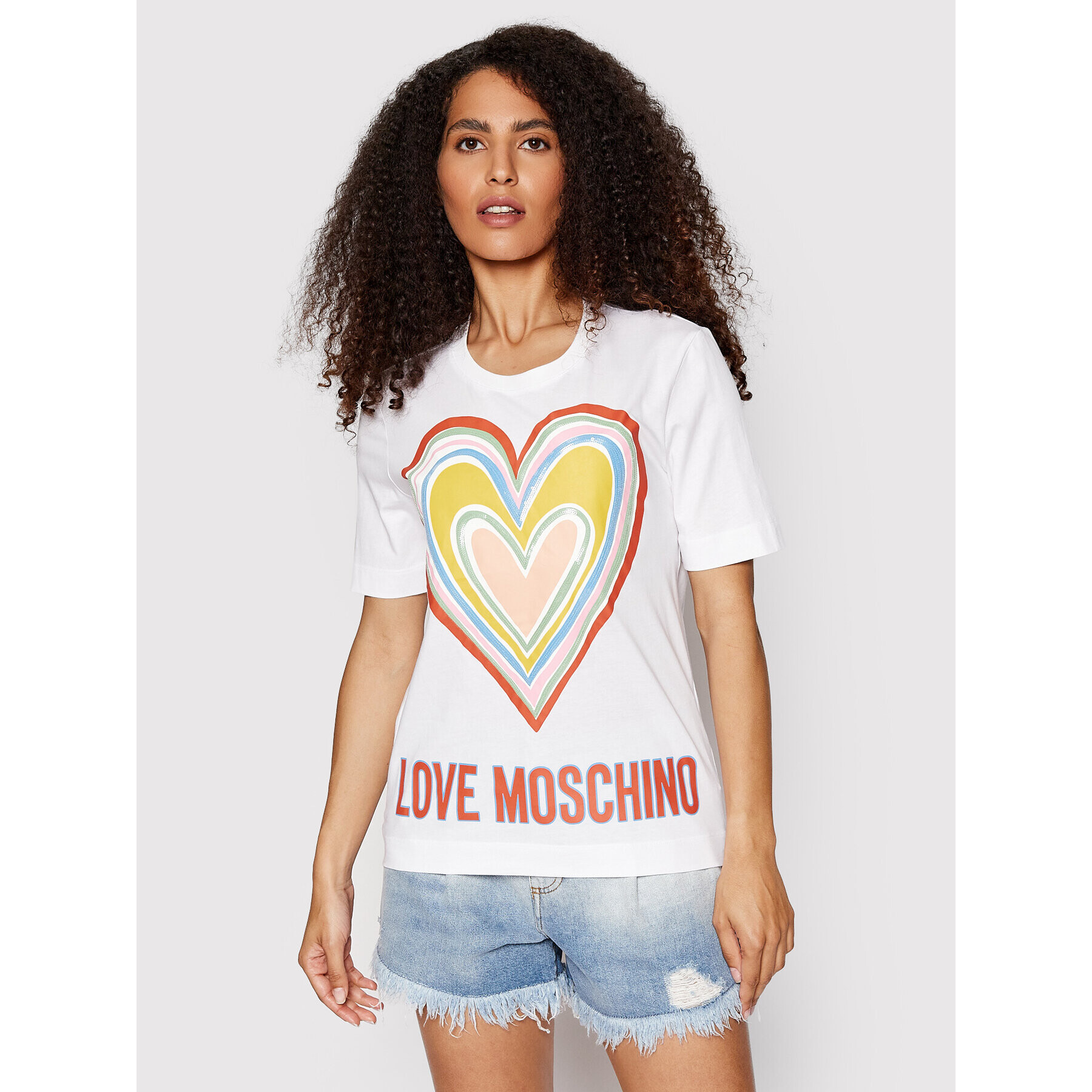 LOVE MOSCHINO T-Shirt W4F153OM 3876 Bílá Regular Fit - Pepit.cz