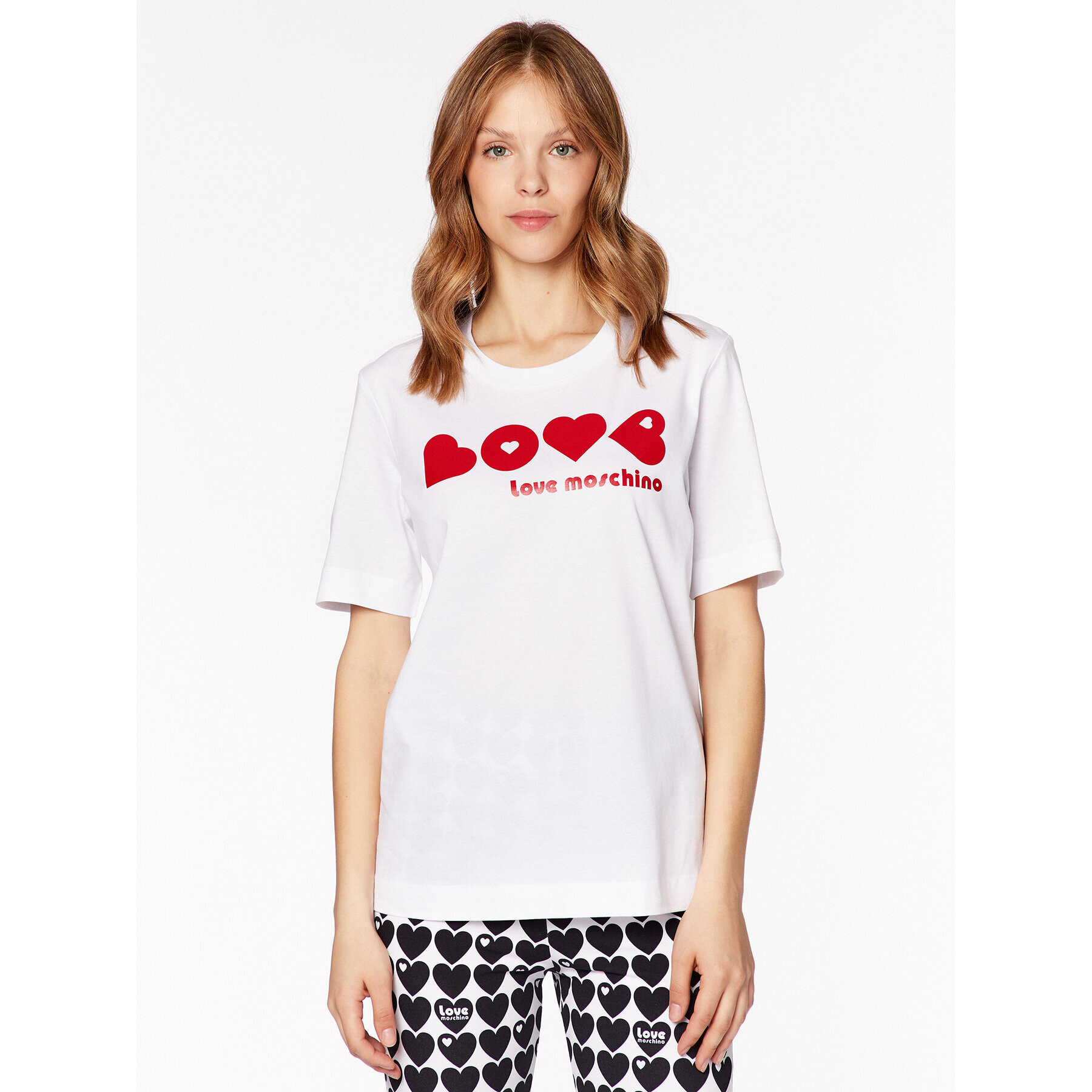 LOVE MOSCHINO T-Shirt W4F154BM 3876 Bílá Relaxed Fit - Pepit.cz