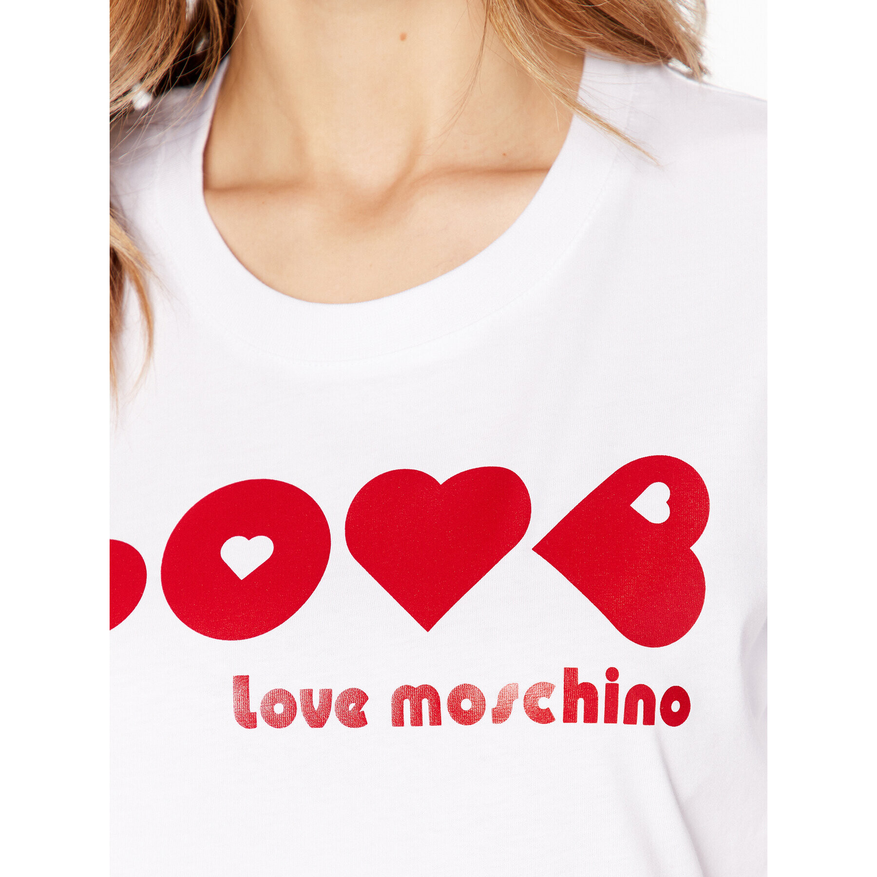 LOVE MOSCHINO T-Shirt W4F154BM 3876 Bílá Relaxed Fit - Pepit.cz