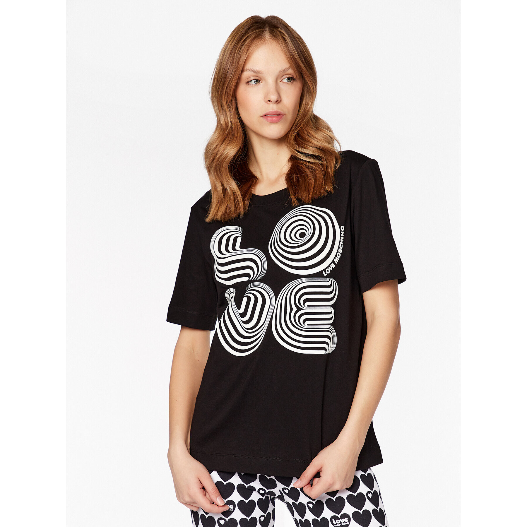 LOVE MOSCHINO T-Shirt W4F154DM 3876 Černá Relaxed Fit - Pepit.cz