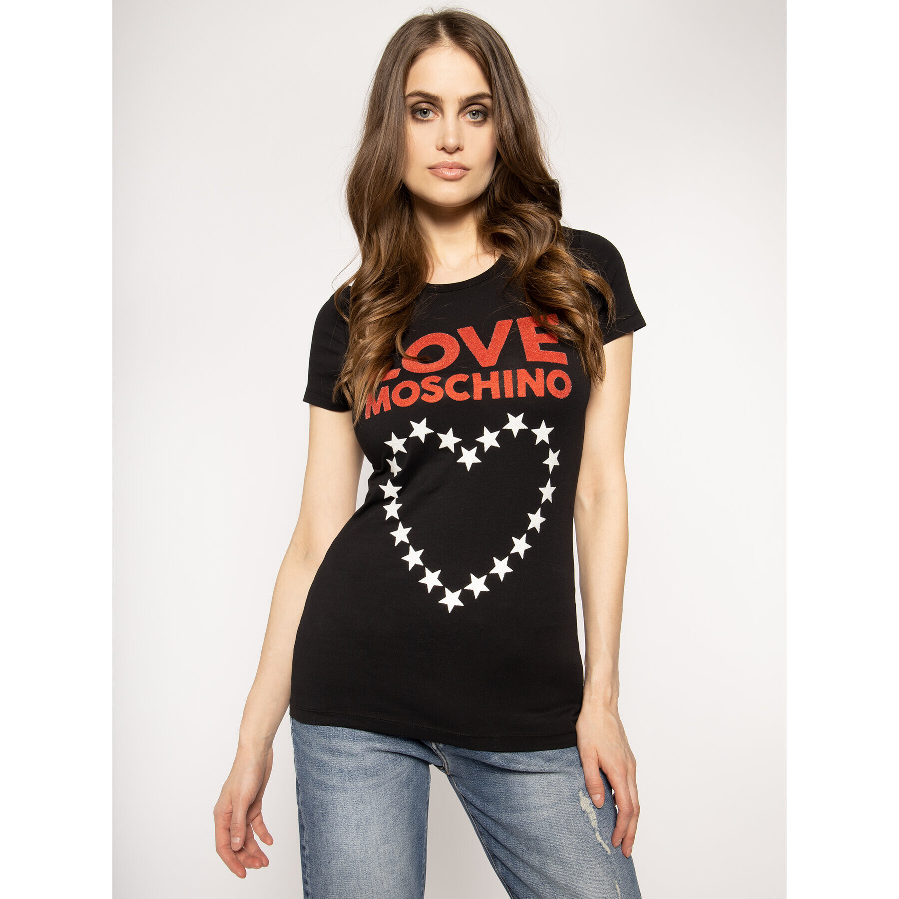 LOVE MOSCHINO T-Shirt W4F7356E 1698 Černá Regular Fit - Pepit.cz