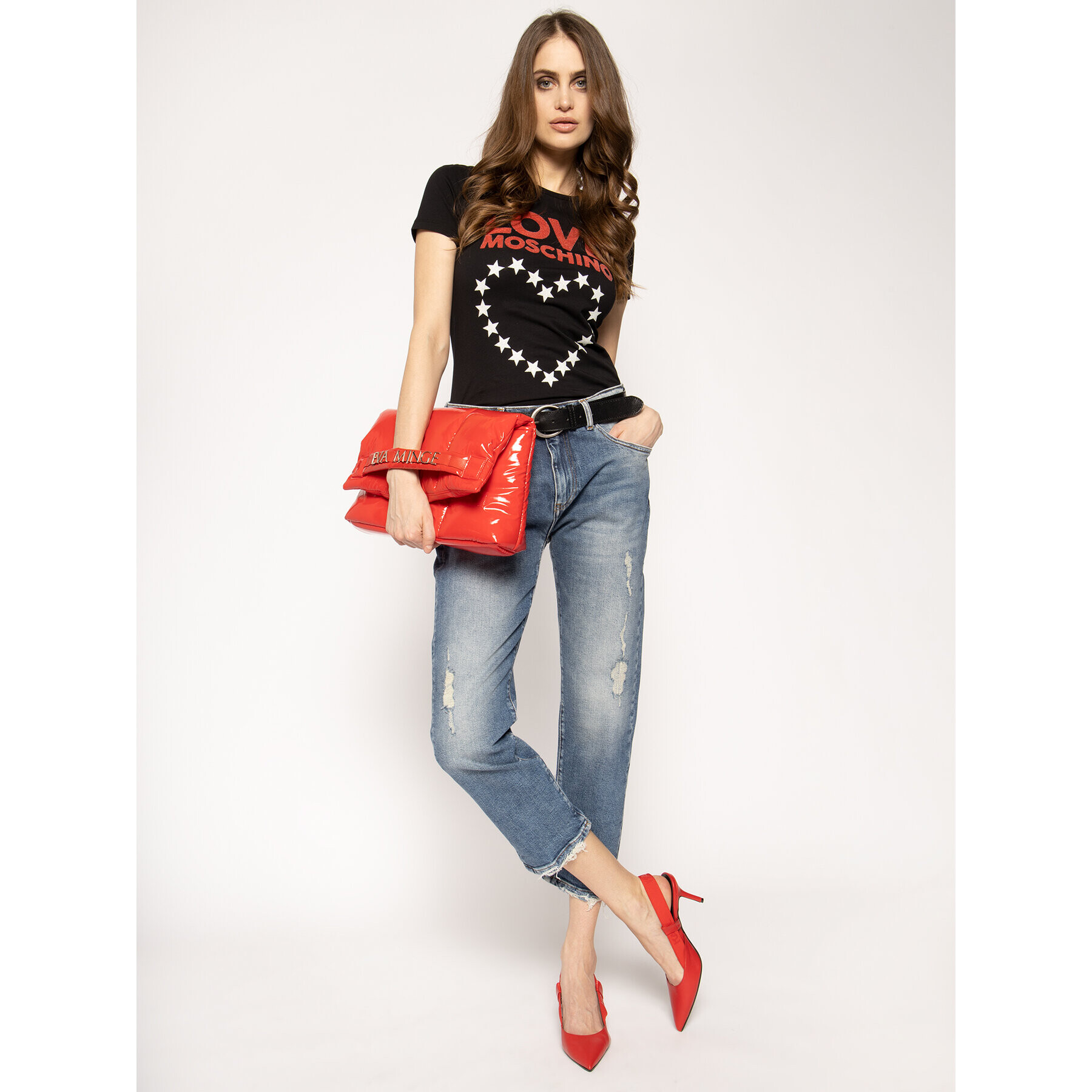 LOVE MOSCHINO T-Shirt W4F7356E 1698 Černá Regular Fit - Pepit.cz