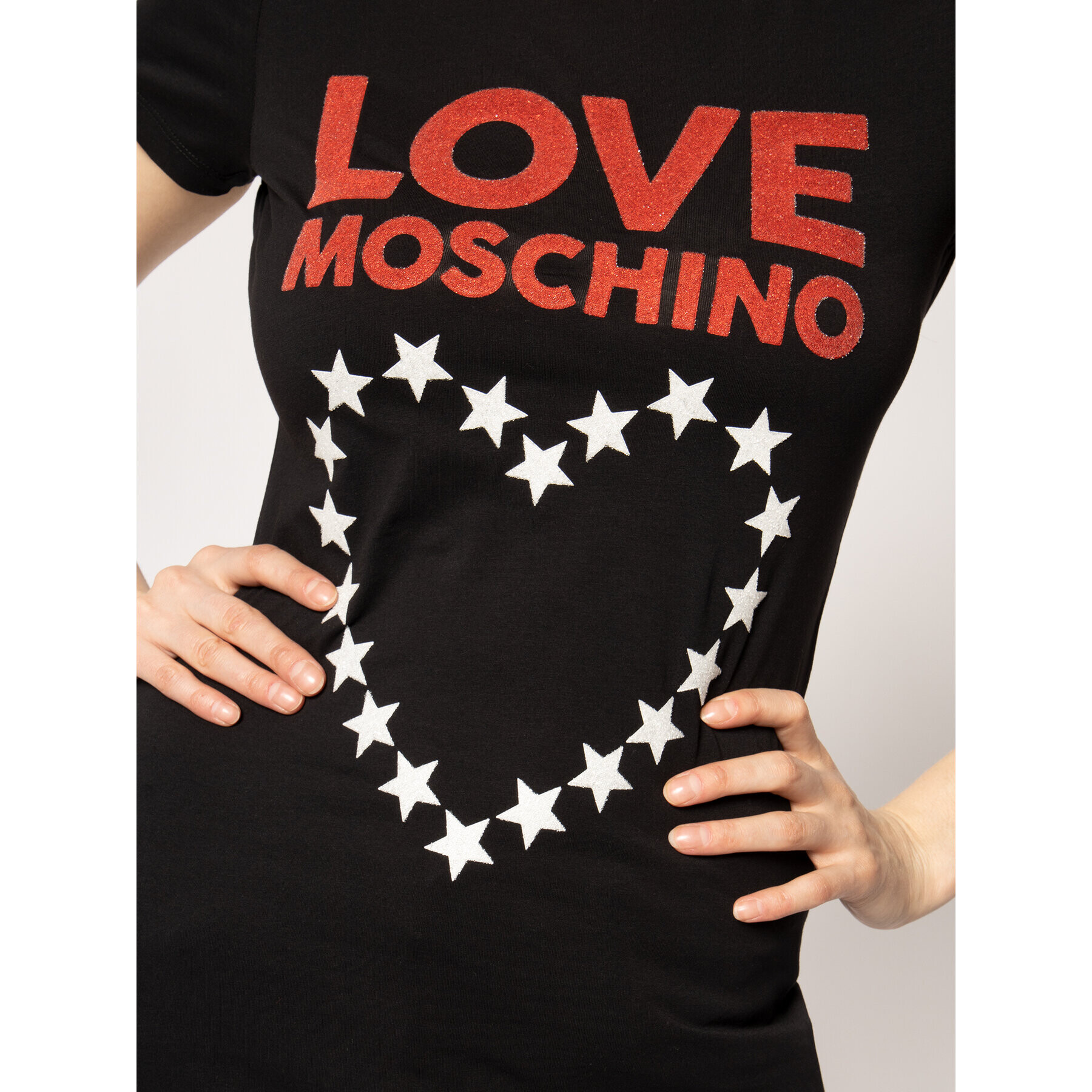 LOVE MOSCHINO T-Shirt W4F7356E 1698 Černá Regular Fit - Pepit.cz