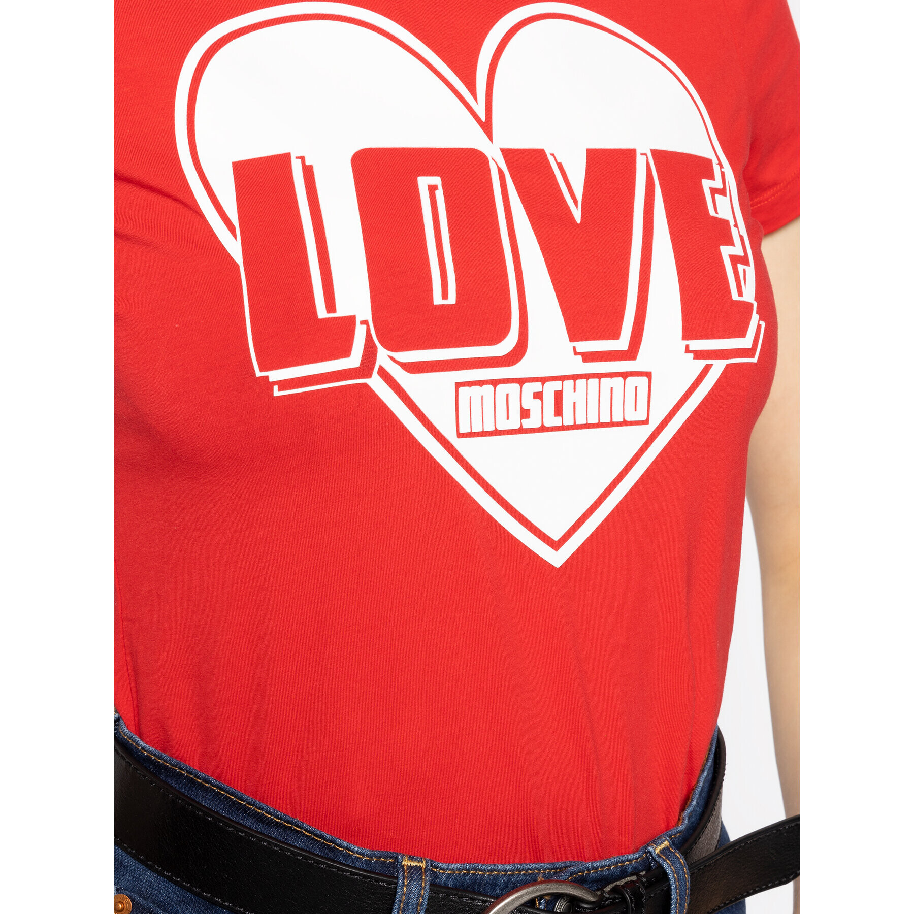 LOVE MOSCHINO T-Shirt W4F7357E 1698 Červená Regular Fit - Pepit.cz