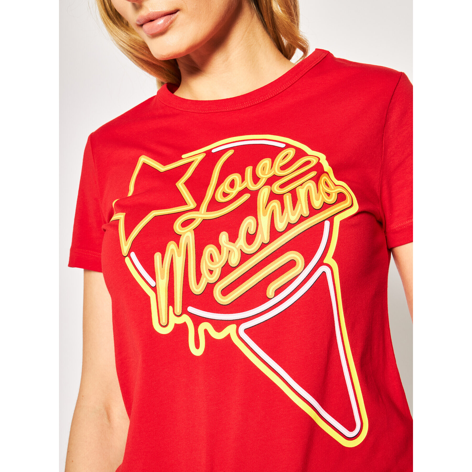 LOVE MOSCHINO T-Shirt W4F7362E 1698 Červená Regular Fit - Pepit.cz