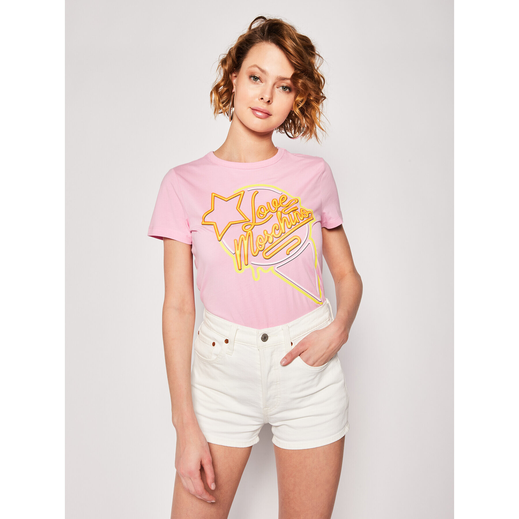 LOVE MOSCHINO T-Shirt W4F7362E 1698 Růžová Regular Fit - Pepit.cz