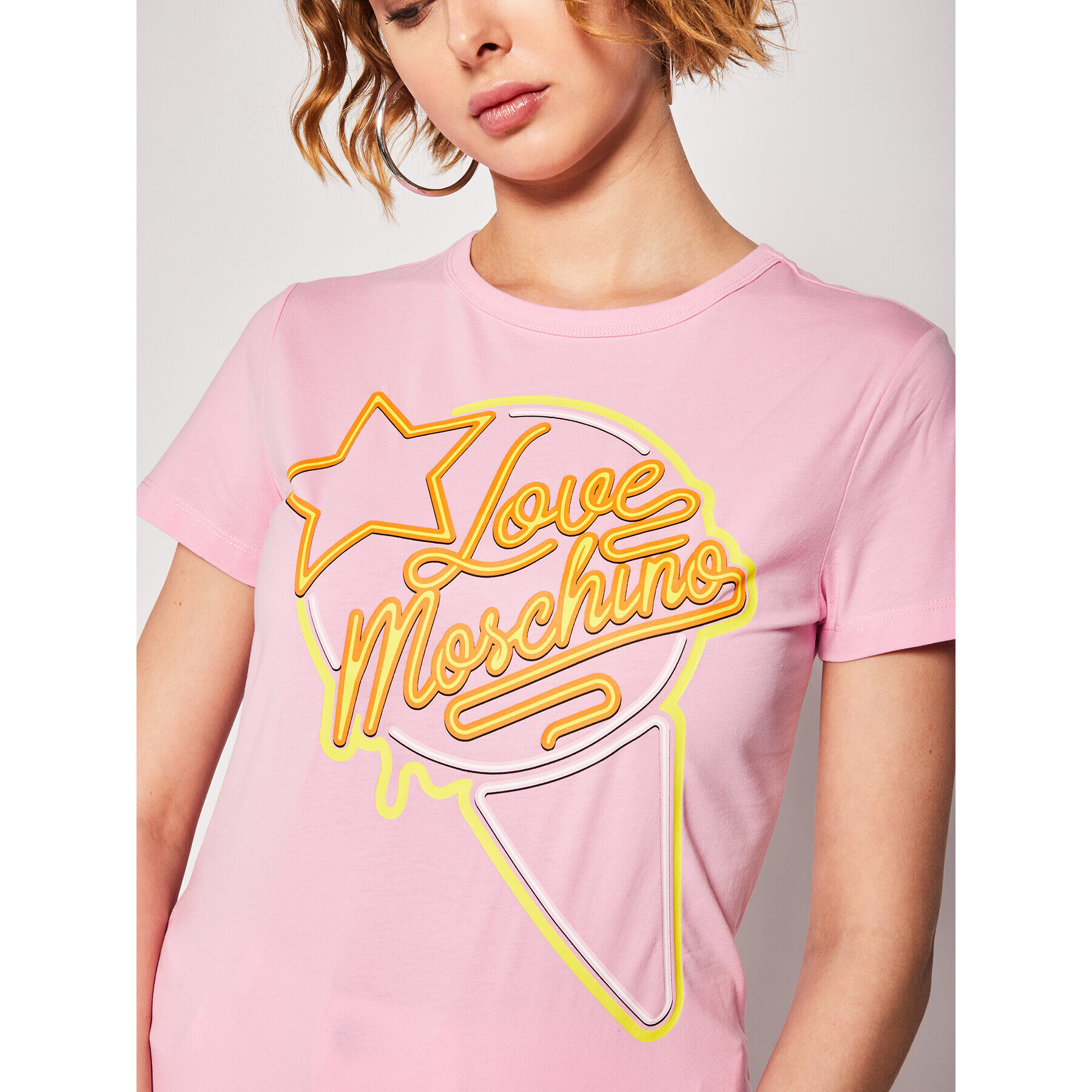 LOVE MOSCHINO T-Shirt W4F7362E 1698 Růžová Regular Fit - Pepit.cz