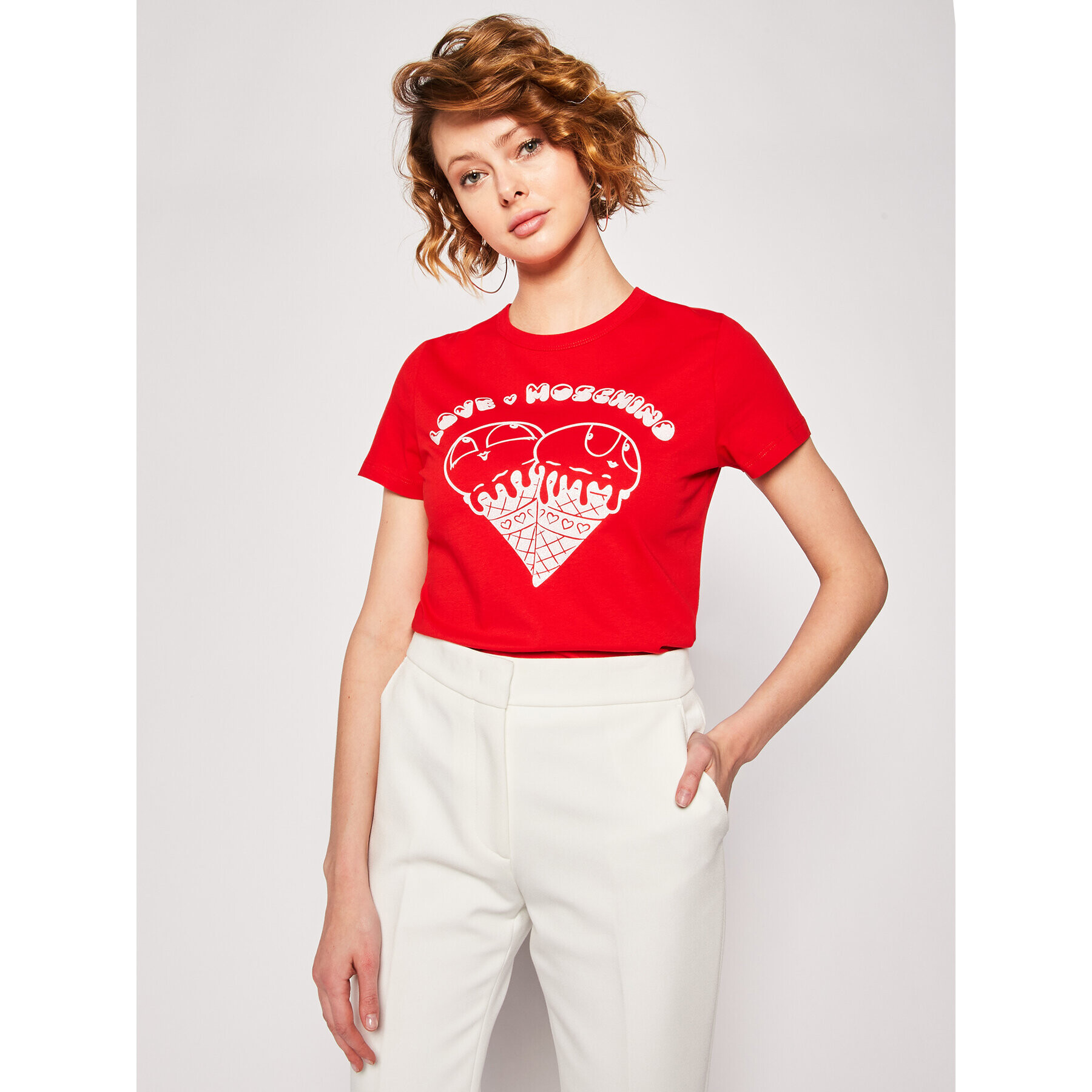 LOVE MOSCHINO T-Shirt W4F7365M 3876 Červená Regular Fit - Pepit.cz