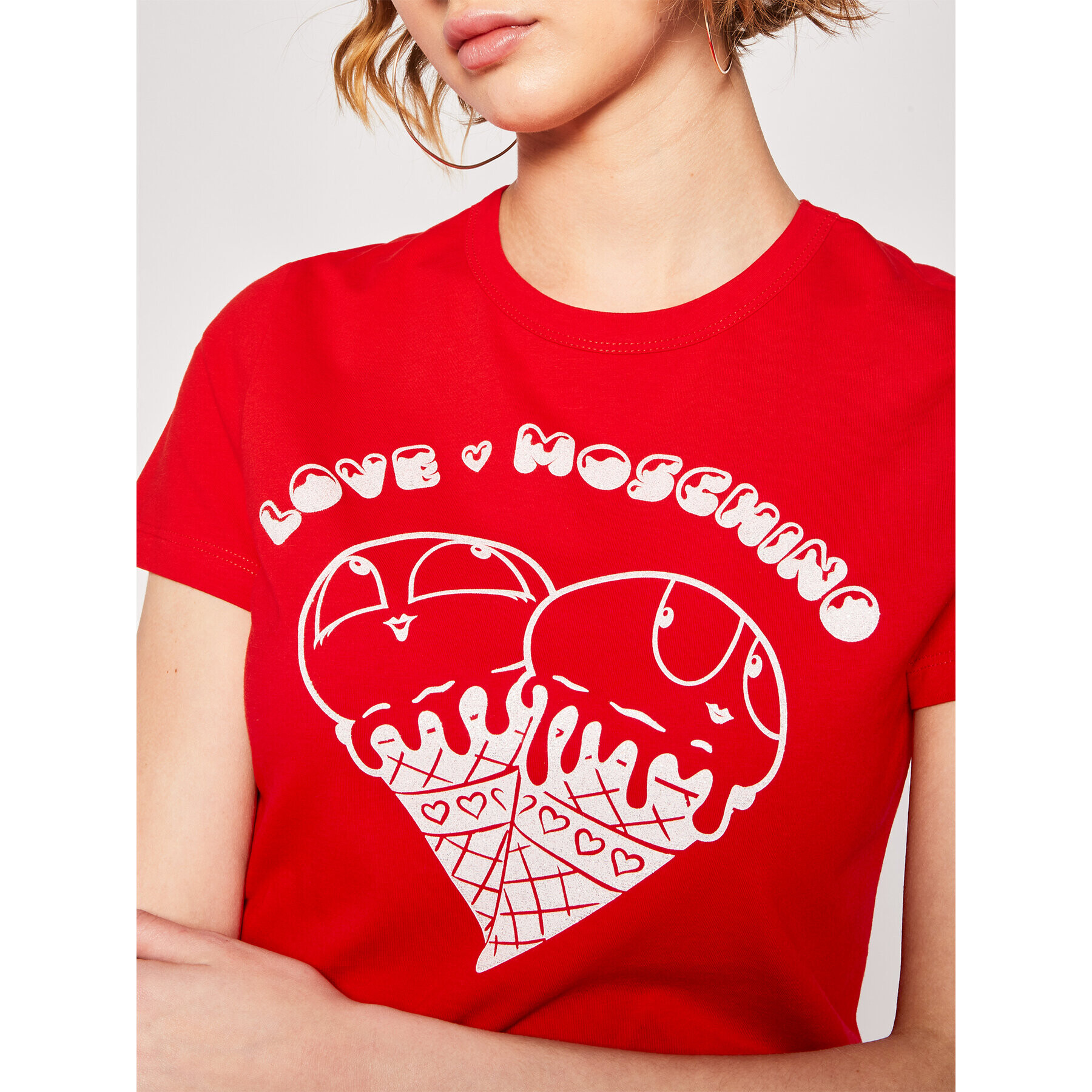 LOVE MOSCHINO T-Shirt W4F7365M 3876 Červená Regular Fit - Pepit.cz