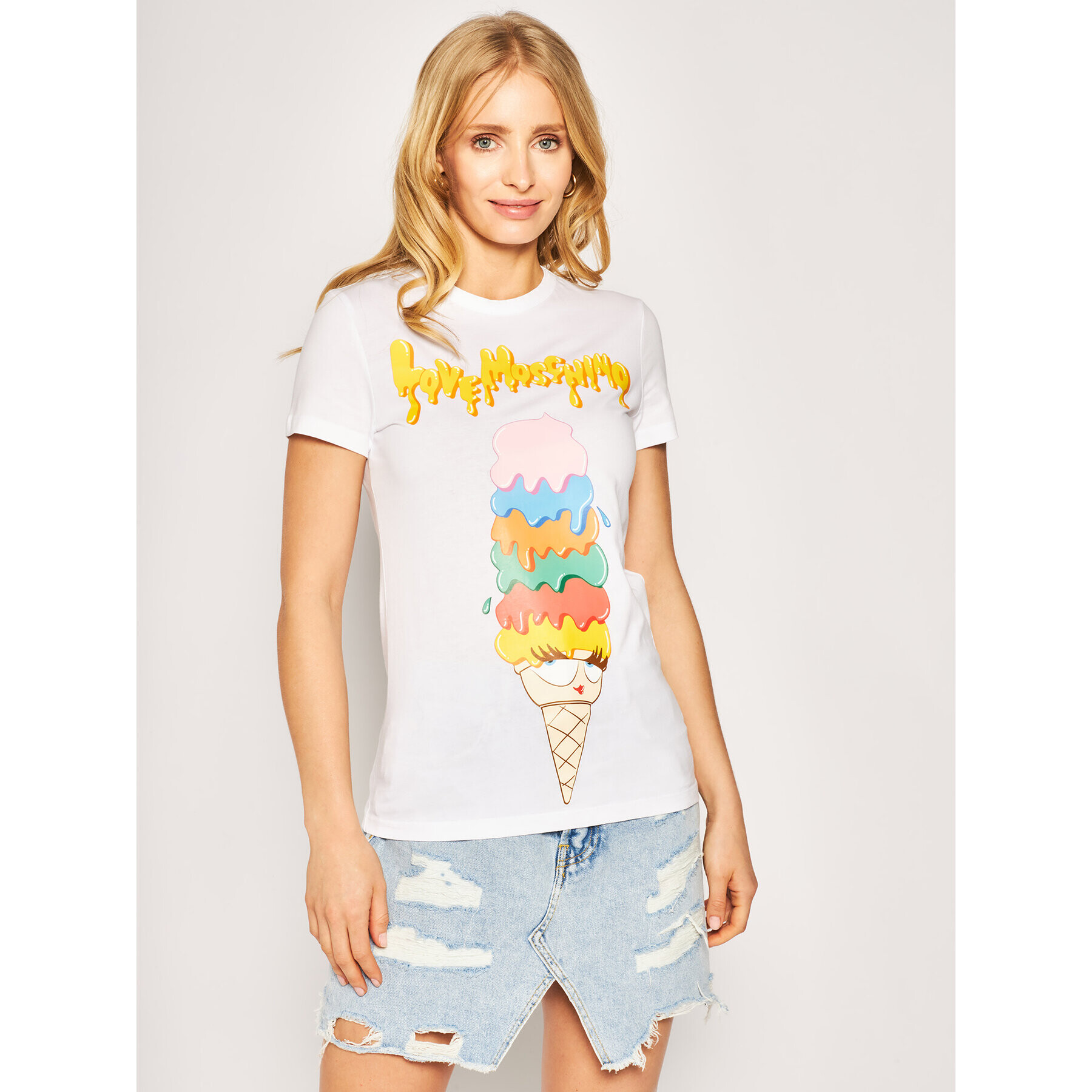 LOVE MOSCHINO T-Shirt W4F7366M 3876 Bílá Slim Fit - Pepit.cz