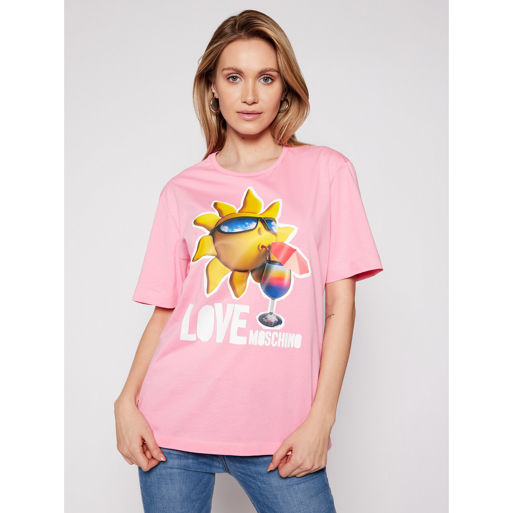 LOVE MOSCHINO T-Shirt W4F8739M 3876 Růžová Regular Fit - Pepit.cz