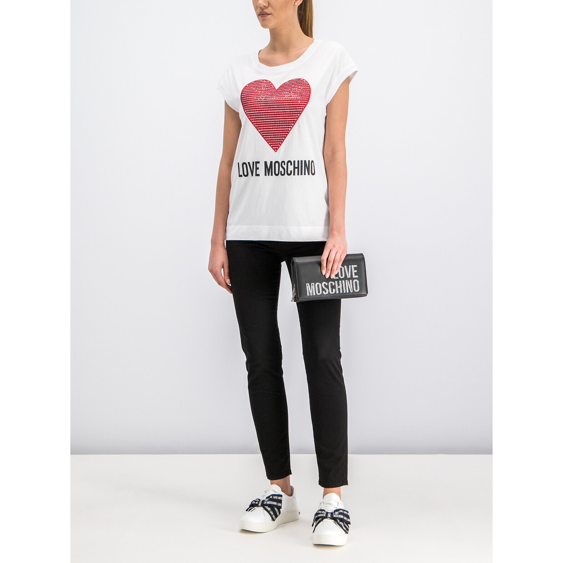 LOVE MOSCHINO T-Shirt W4G7901M3517 Bílá Regular Fit - Pepit.cz