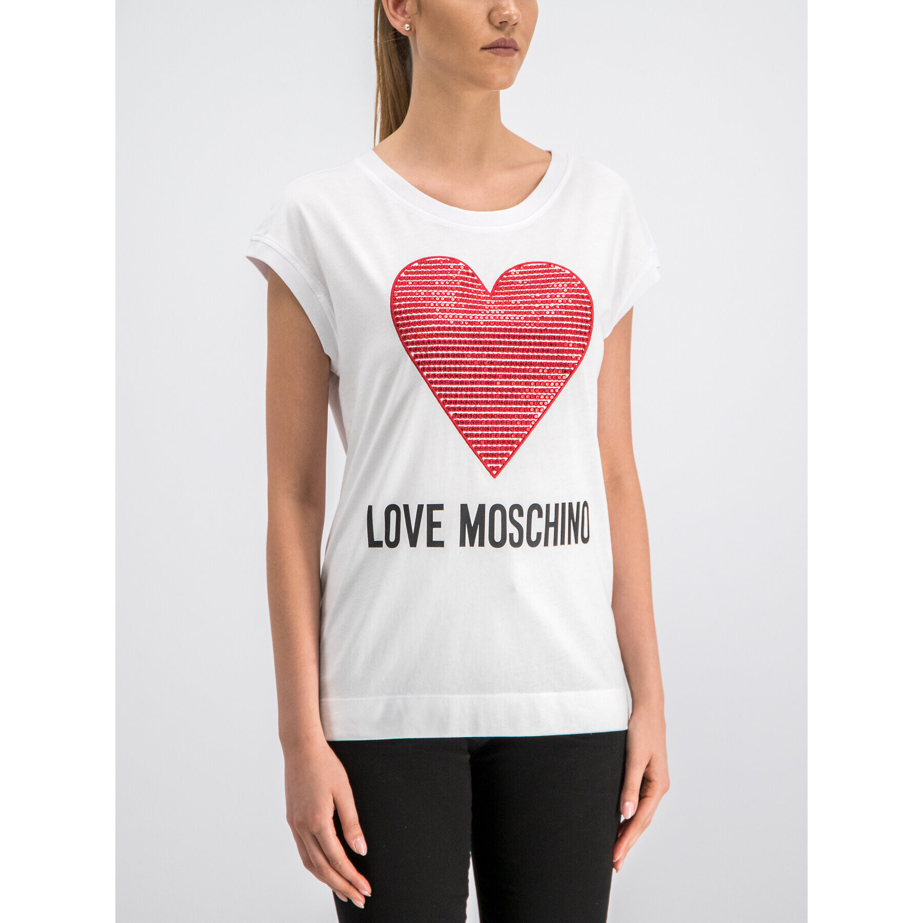 LOVE MOSCHINO T-Shirt W4G7901M3517 Bílá Regular Fit - Pepit.cz