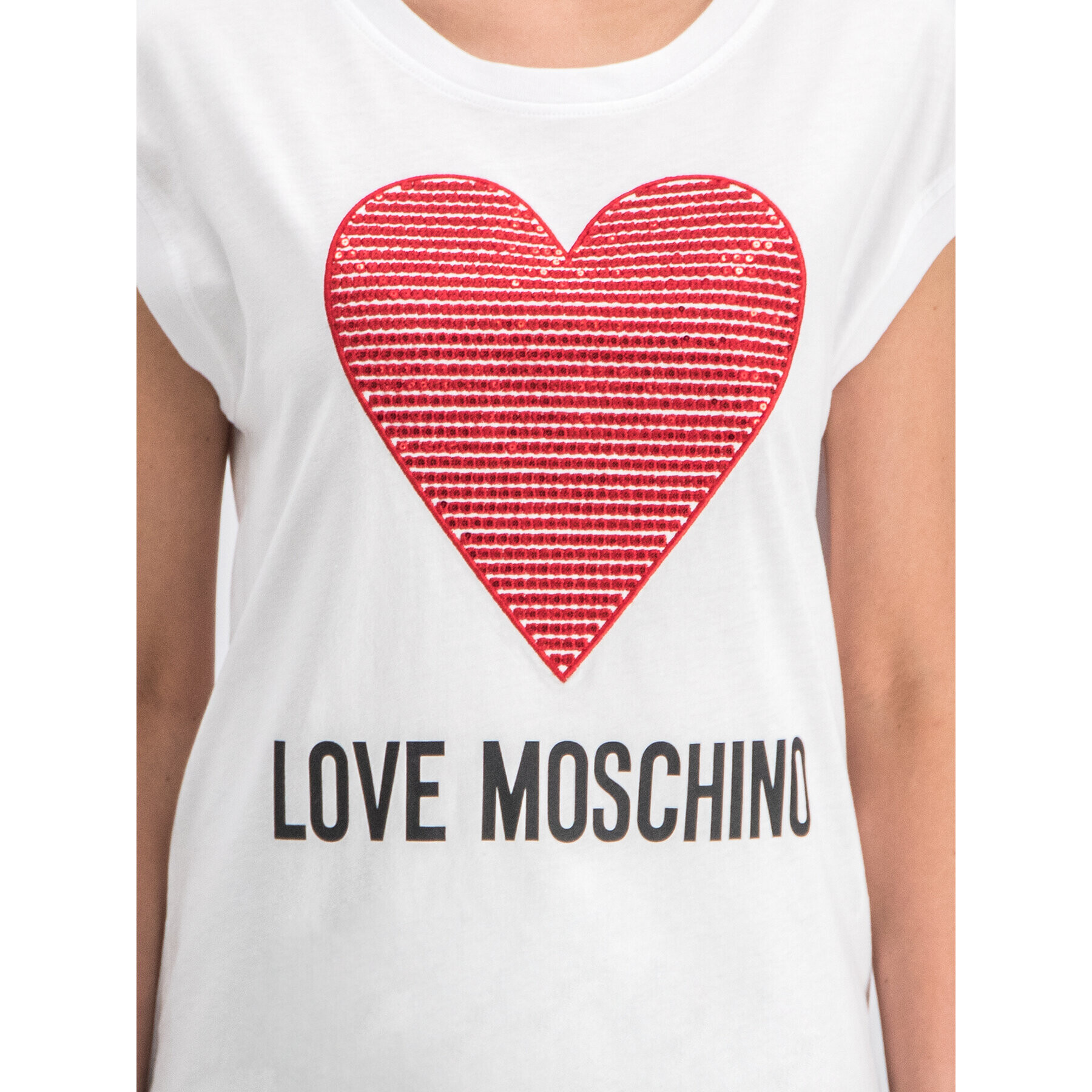 LOVE MOSCHINO T-Shirt W4G7901M3517 Bílá Regular Fit - Pepit.cz