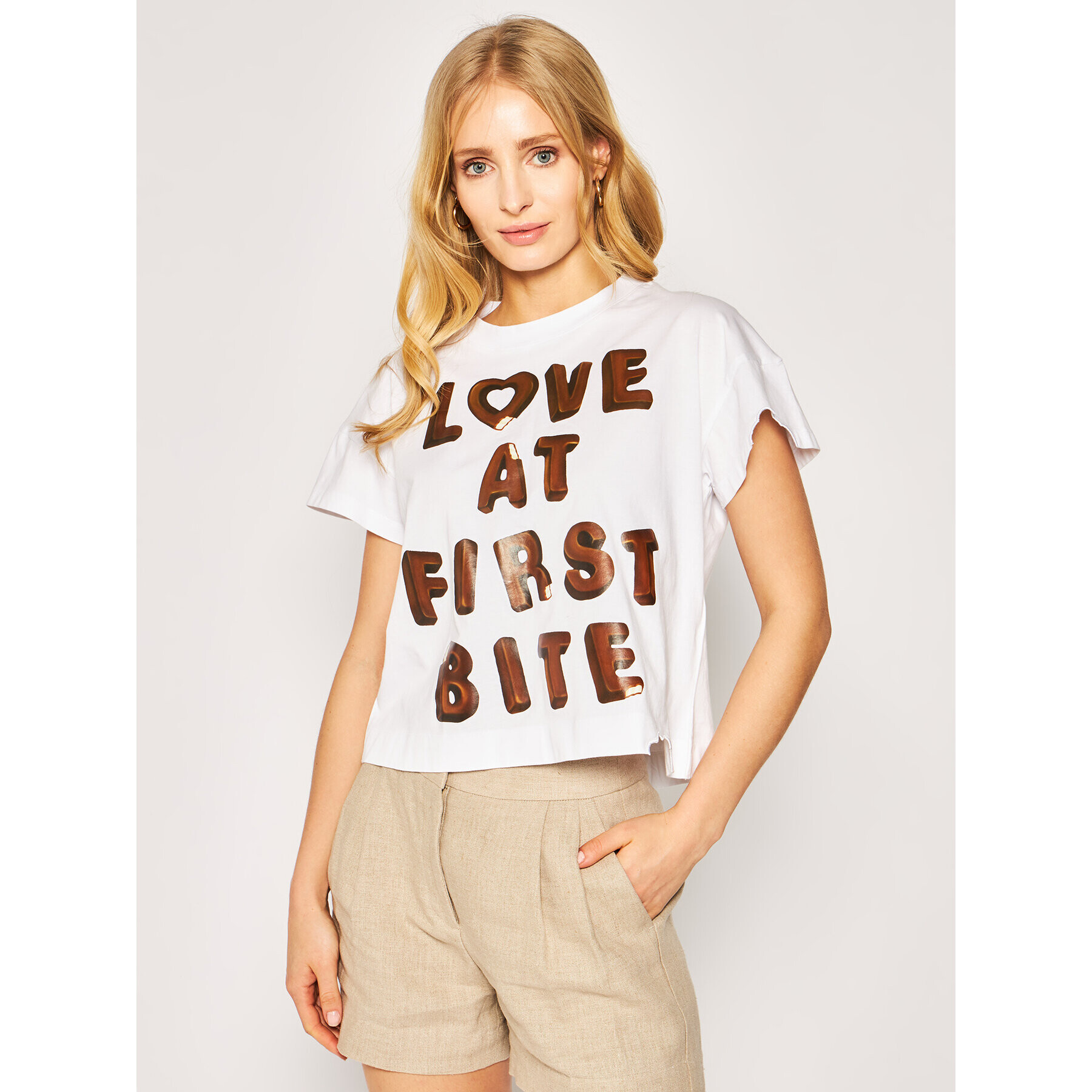 LOVE MOSCHINO T-Shirt W4H0401M 3876 Bílá Regular Fit - Pepit.cz