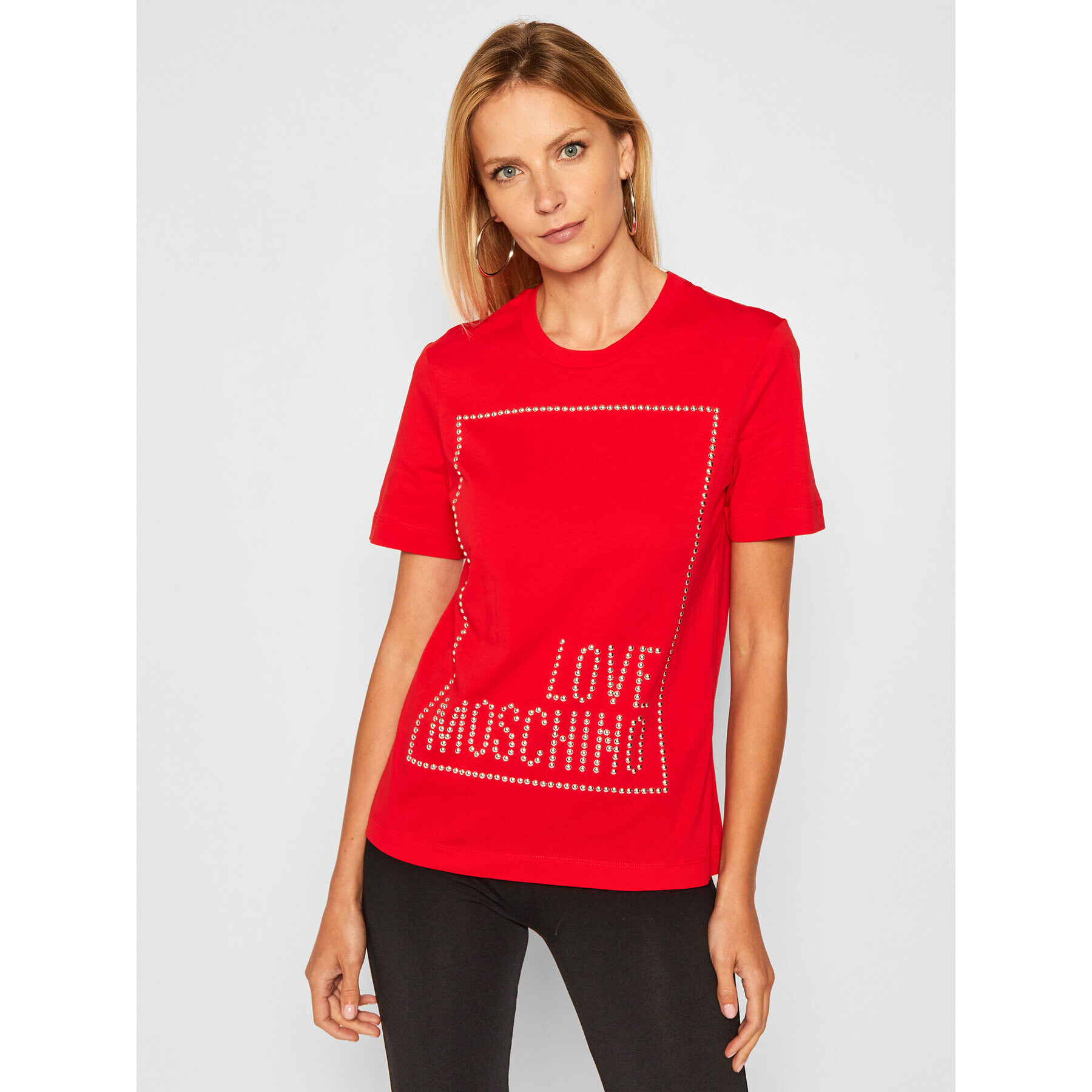 LOVE MOSCHINO T-Shirt W4H0604M 3876 Červená Regular Fit - Pepit.cz