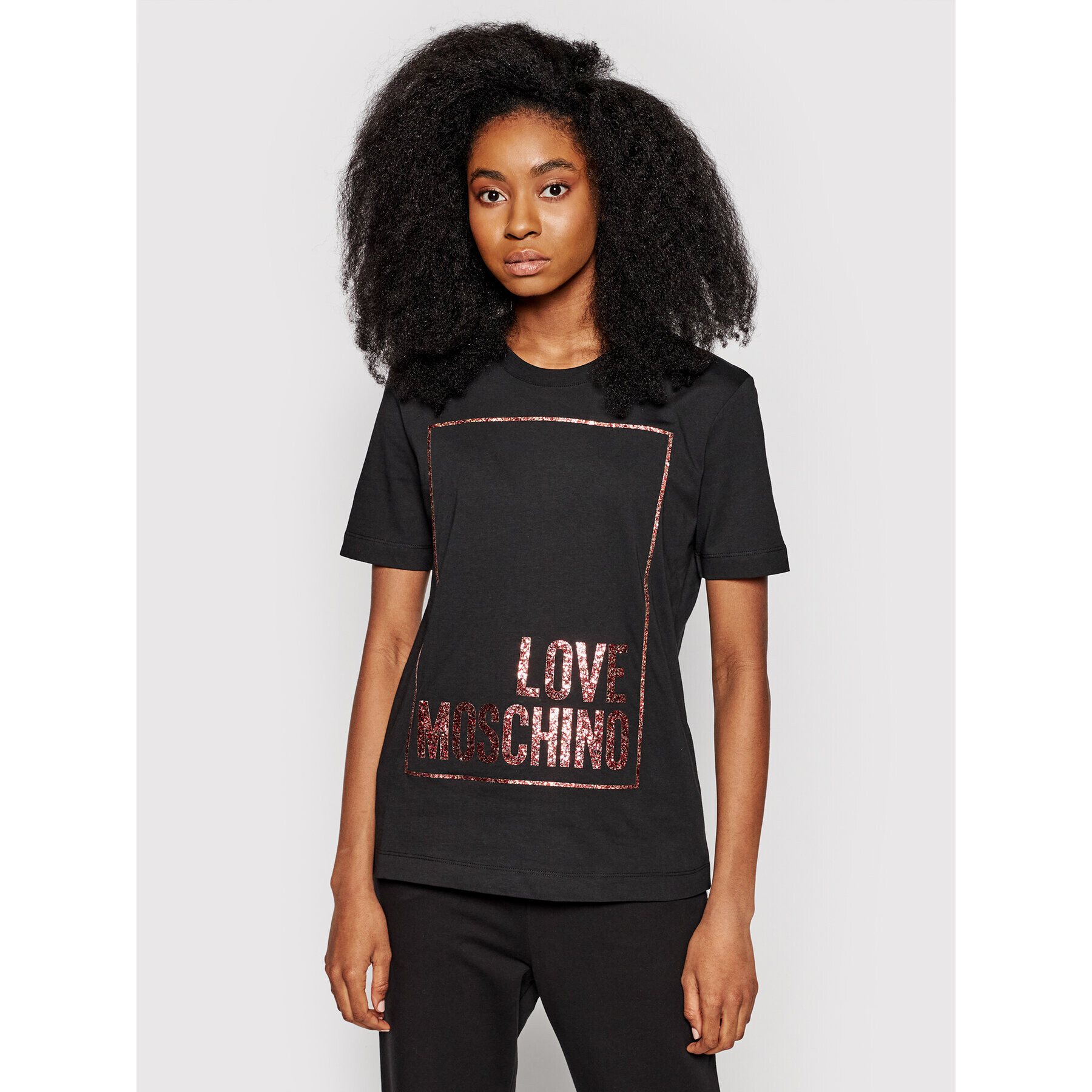 LOVE MOSCHINO T-Shirt W4H0605M 3876 Černá Regular Fit - Pepit.cz