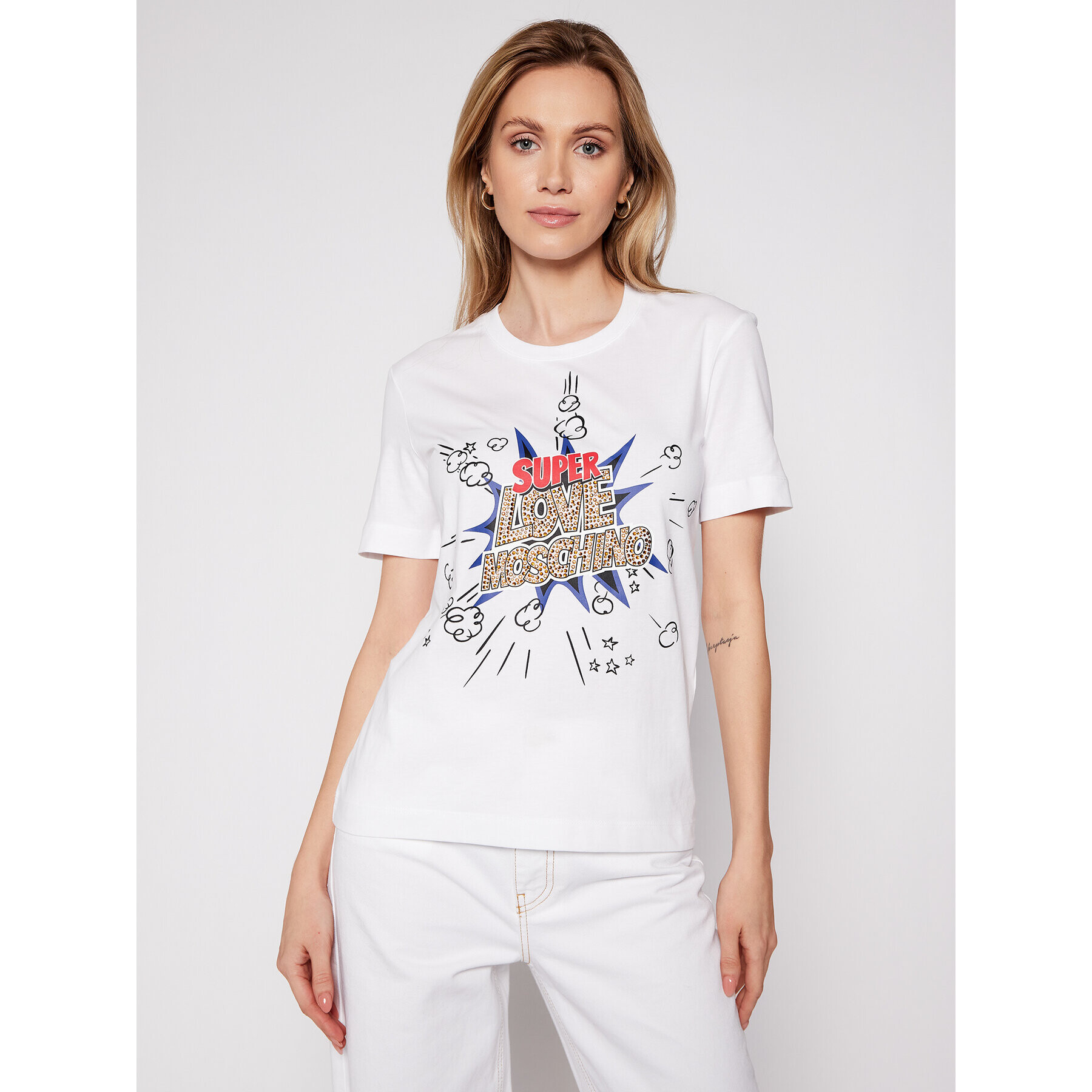 LOVE MOSCHINO T-Shirt W4H0608M 3876 Bílá Regular Fit - Pepit.cz